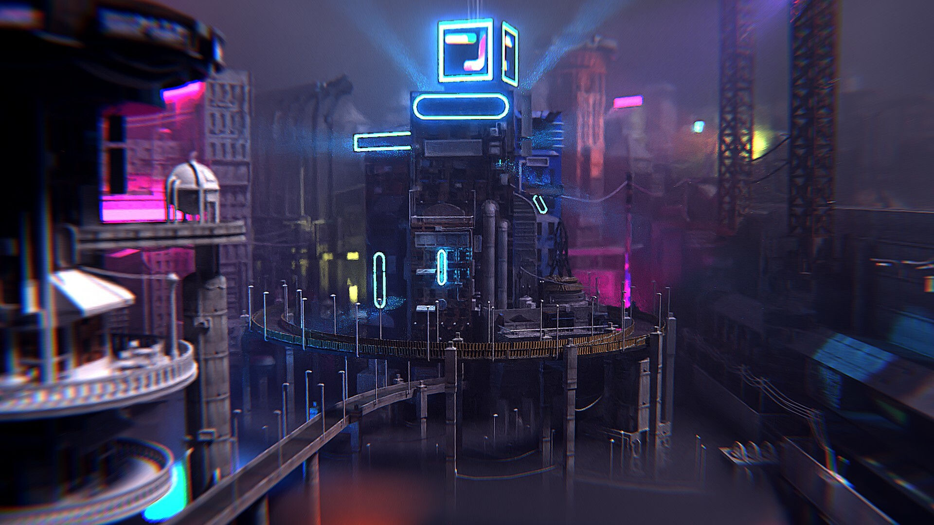 Wallpaper #YEUVlI4B7YBJg1BVJJ_q4 Artstation Cyberpunk City Blender