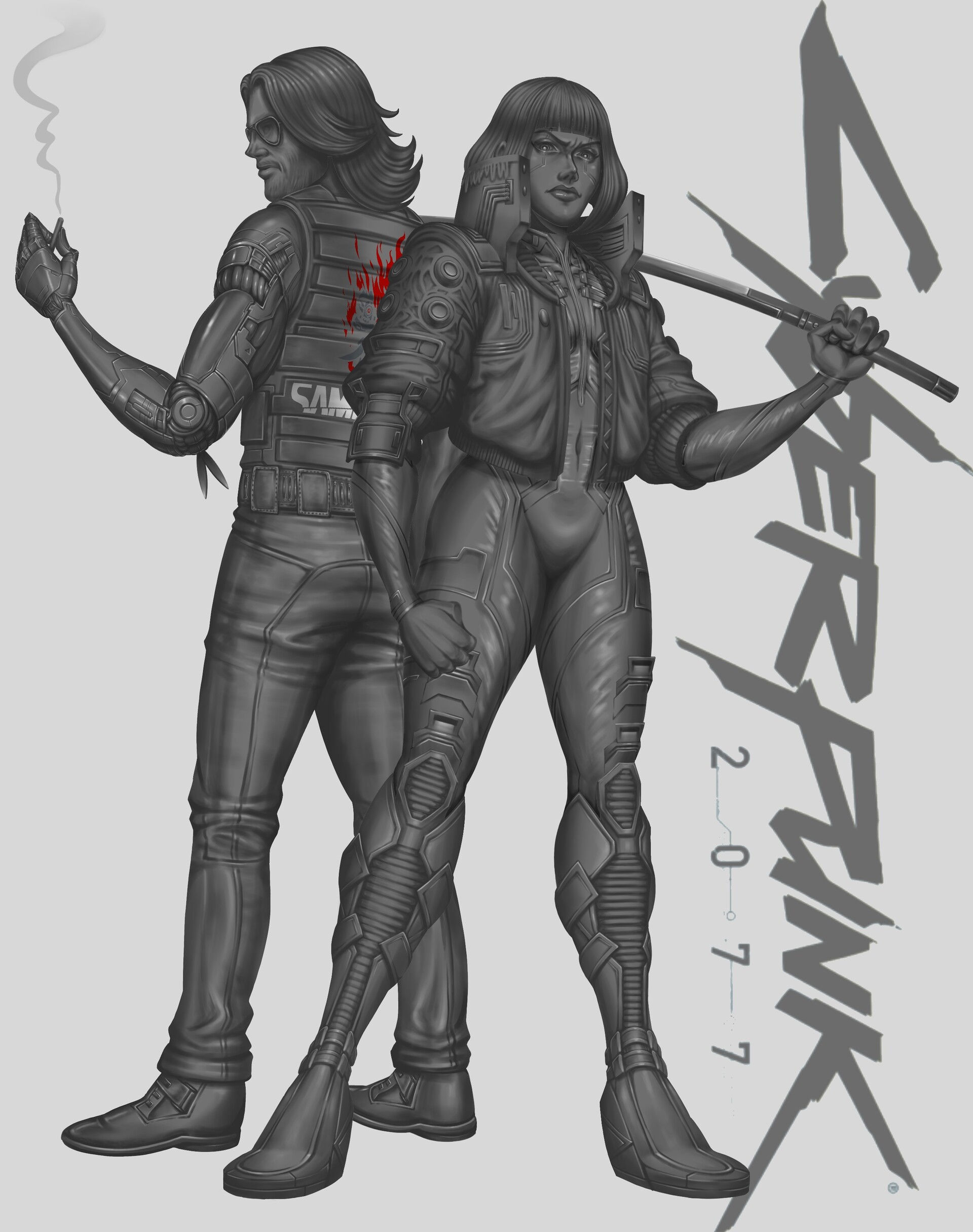 Wallpaper #iQAf6o4BSdW8dNouXg6S42 Artstation Cyberpunk 2077 V and Johnny Silverhand