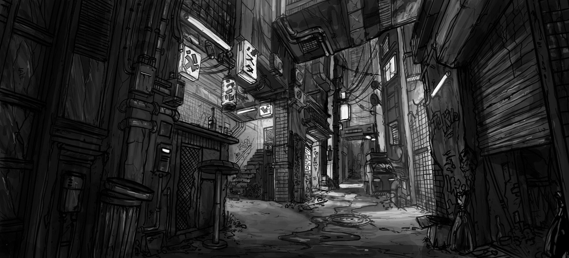 Wallpaper #0GgmGJMBSpphPi3-_xE1127 Artstation Cyberpunk Street Concept Art