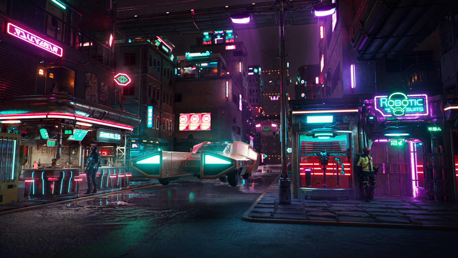 Wallpaper #vX2E9I4Bnwiau_P6Sg_V29 Artstation Cyberpunk City