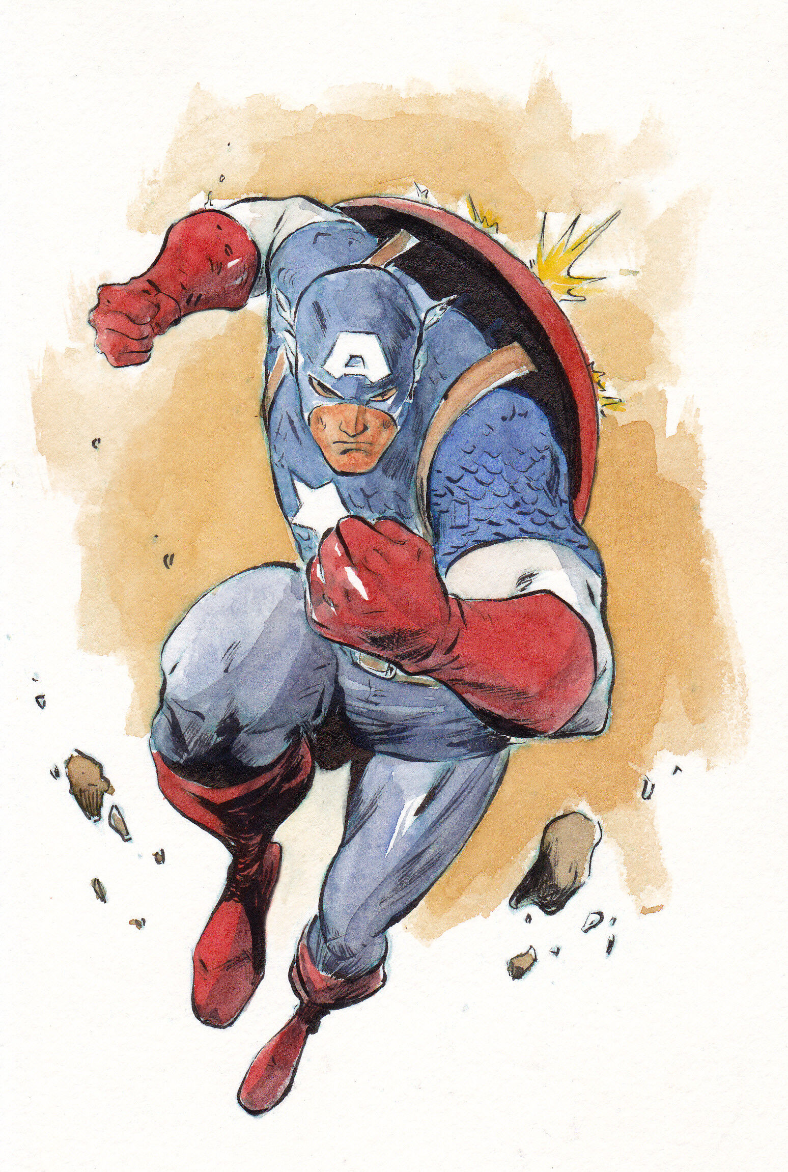 Wallpaper #txkAOo8BtGB6xQ78cqu014 Artstation Captain America Ink and Water Color