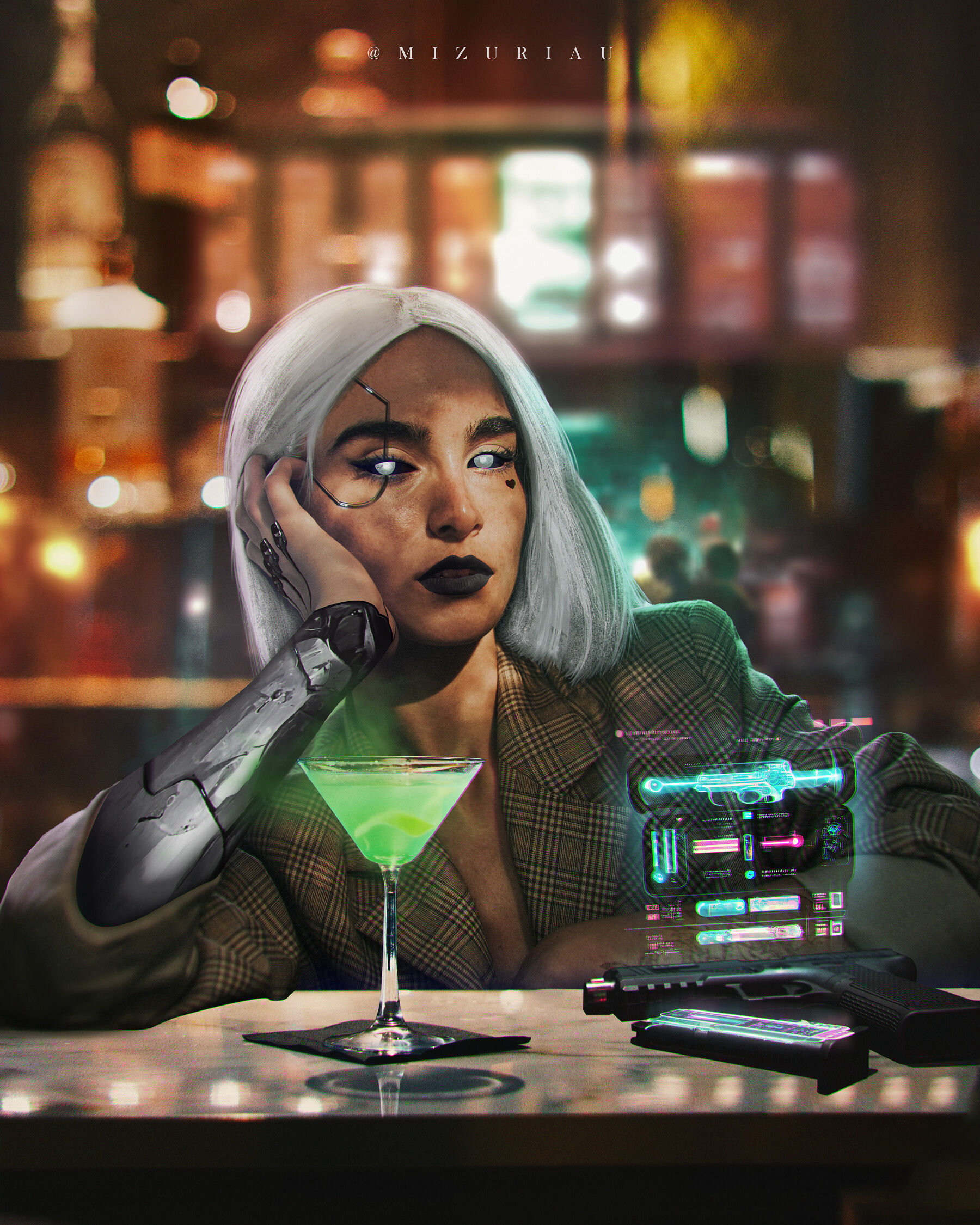 Wallpaper #1QDL344BSdW8dNou4wrC2 Artstation Cyberpunk Bar