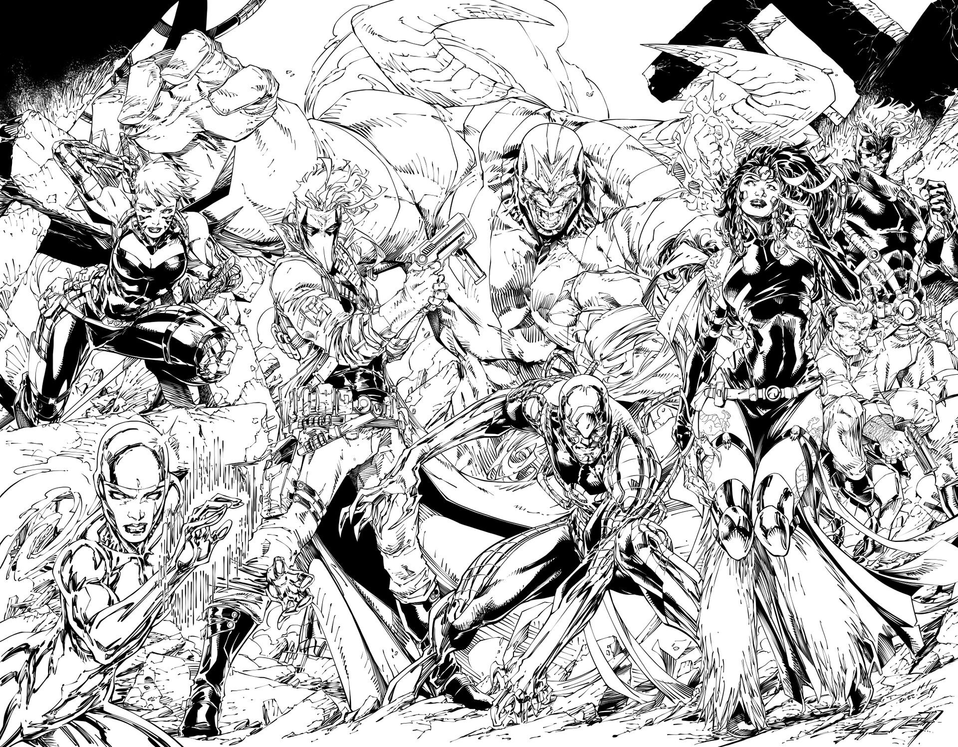 Wallpaper #Rx1cLZMBlOZrFDOkkdCz495 Artstation Wildcats Double Page Spread Pencils by Brett Booth My Inks