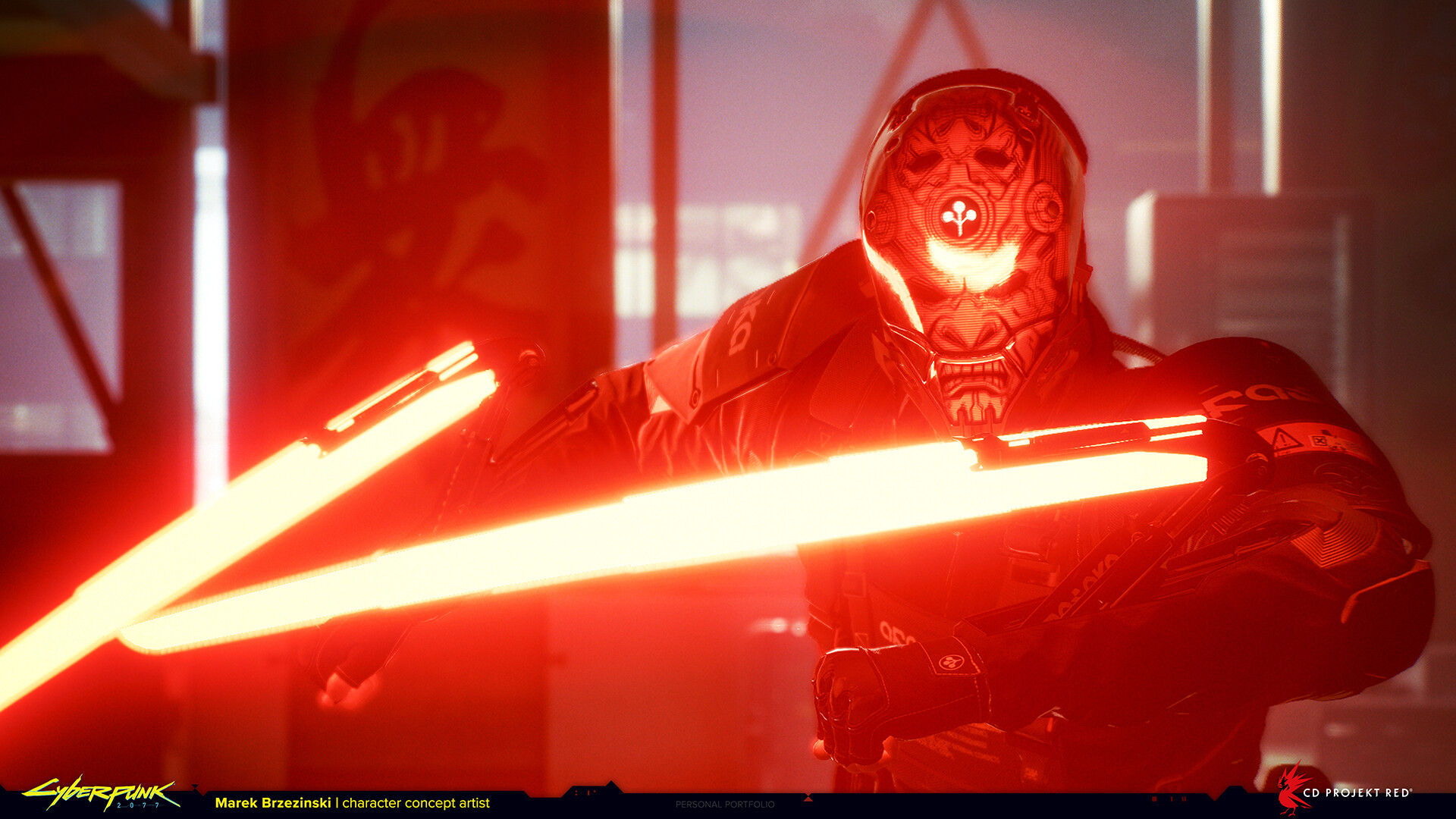Wallpaper #I__ea5MB3lSXT3zU1emG394 Marek Brzezinski Sandayu Oda Mask Design Cyberpunk 2077