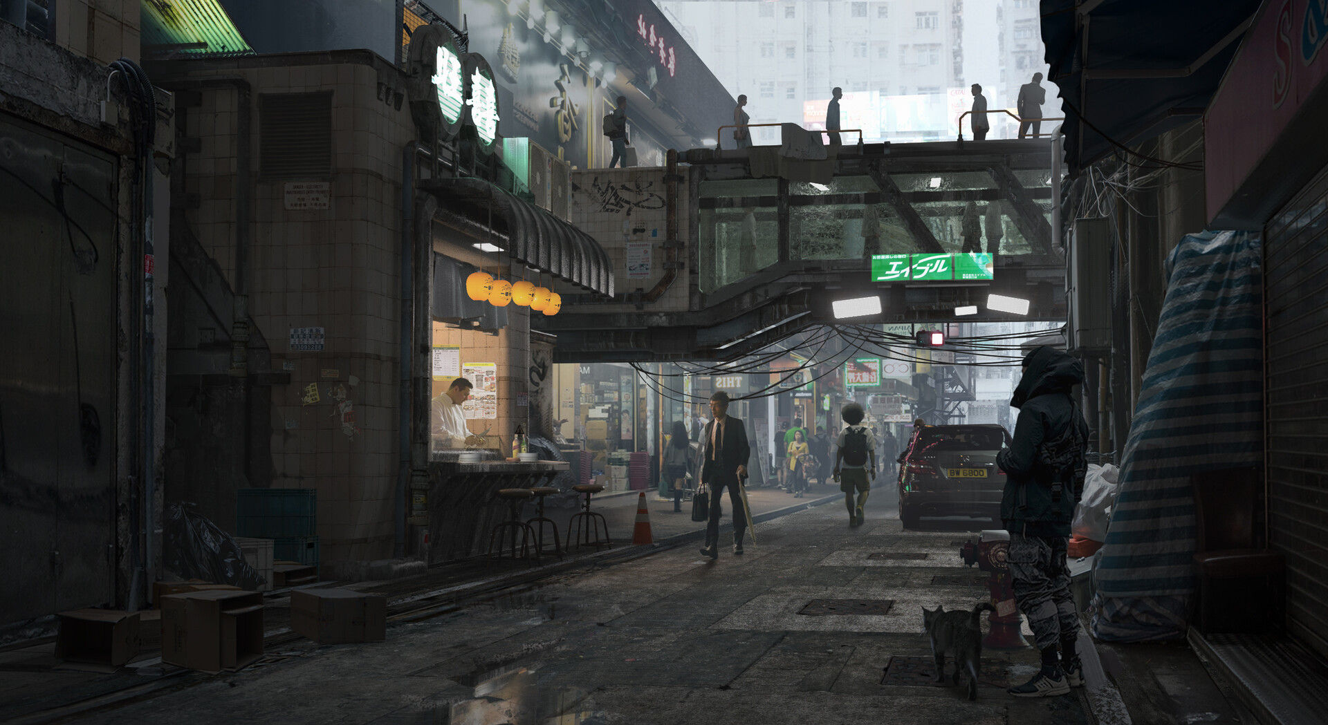 Wallpaper #vX2E9I4Bnwiau_P6Sg_V31 Artstation Cyberpunk Alleyway