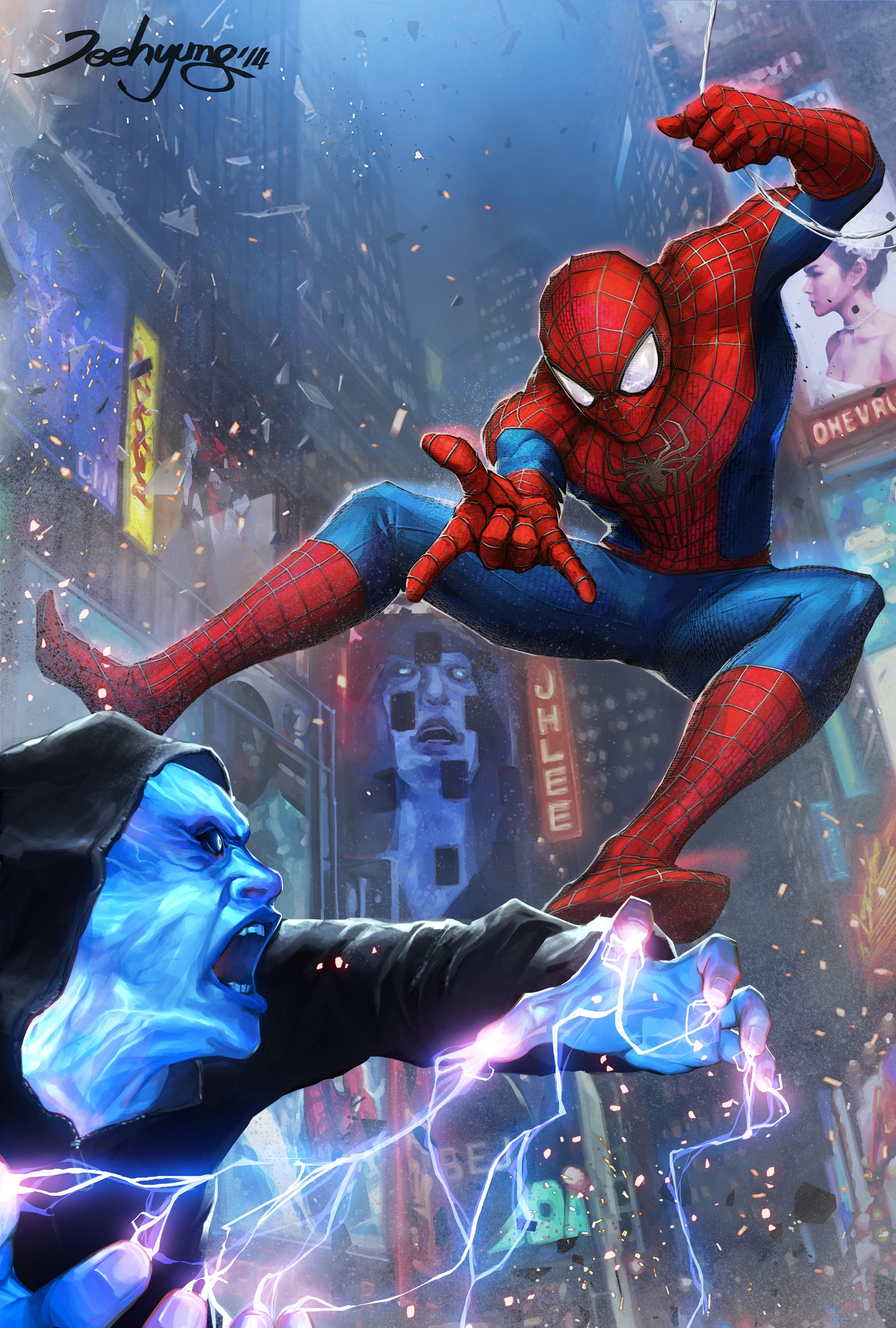 Wallpaper #DV7hMpMBborbLbczI2Dj20 Spider Man and Electro by Jeehyung Lee Rimaginaryspidey