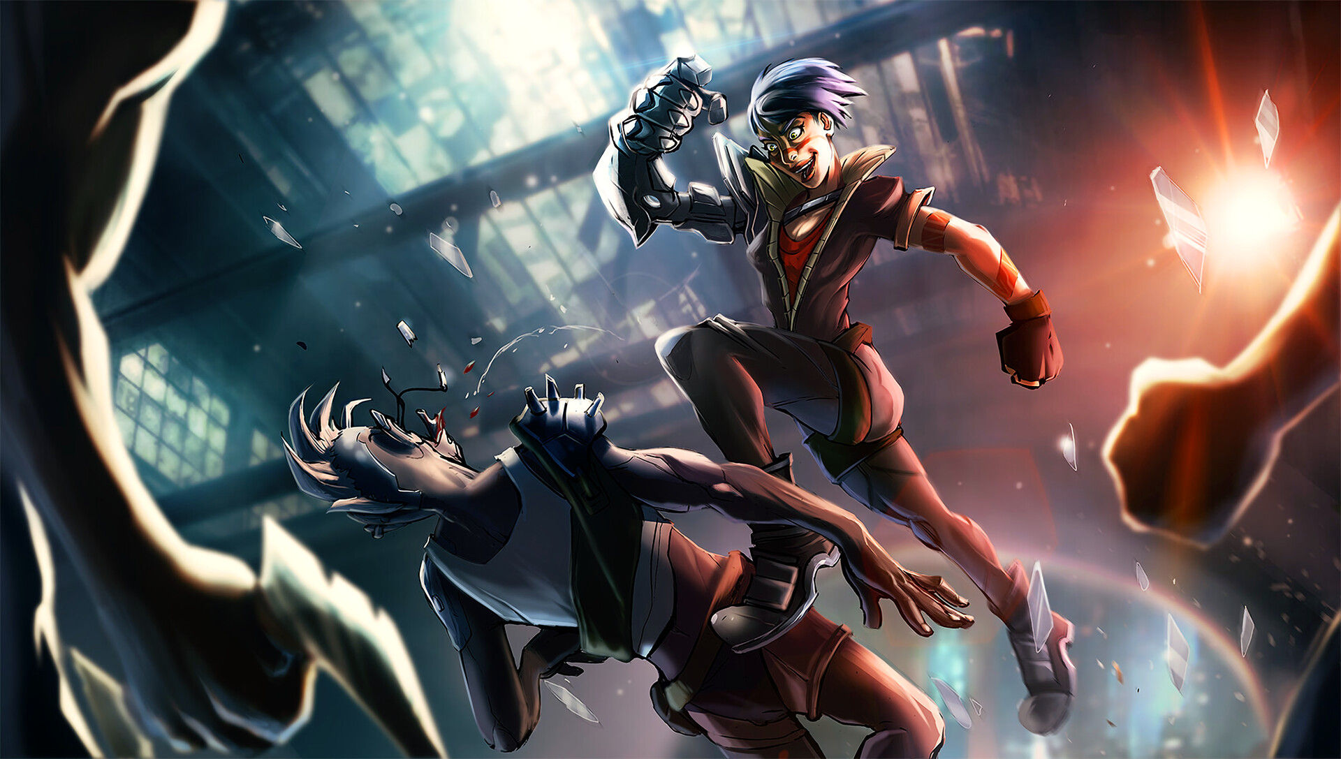 Wallpaper #dxk-Mo8BtGB6xQ78Q5eK4 Artstation Undercity Fight Cyberpunk Illustration
