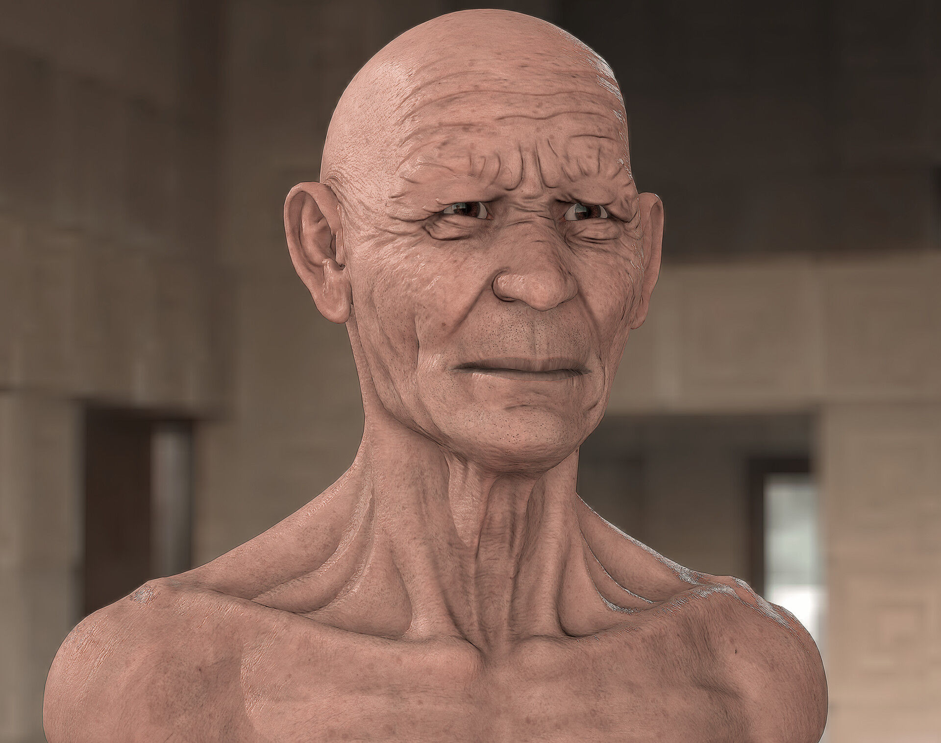 Wallpaper #6FMrNZMBYjRkjcHs2Ogk64 Learn3dgrafix Wrinkled Old Man with Realistic Skin Texture