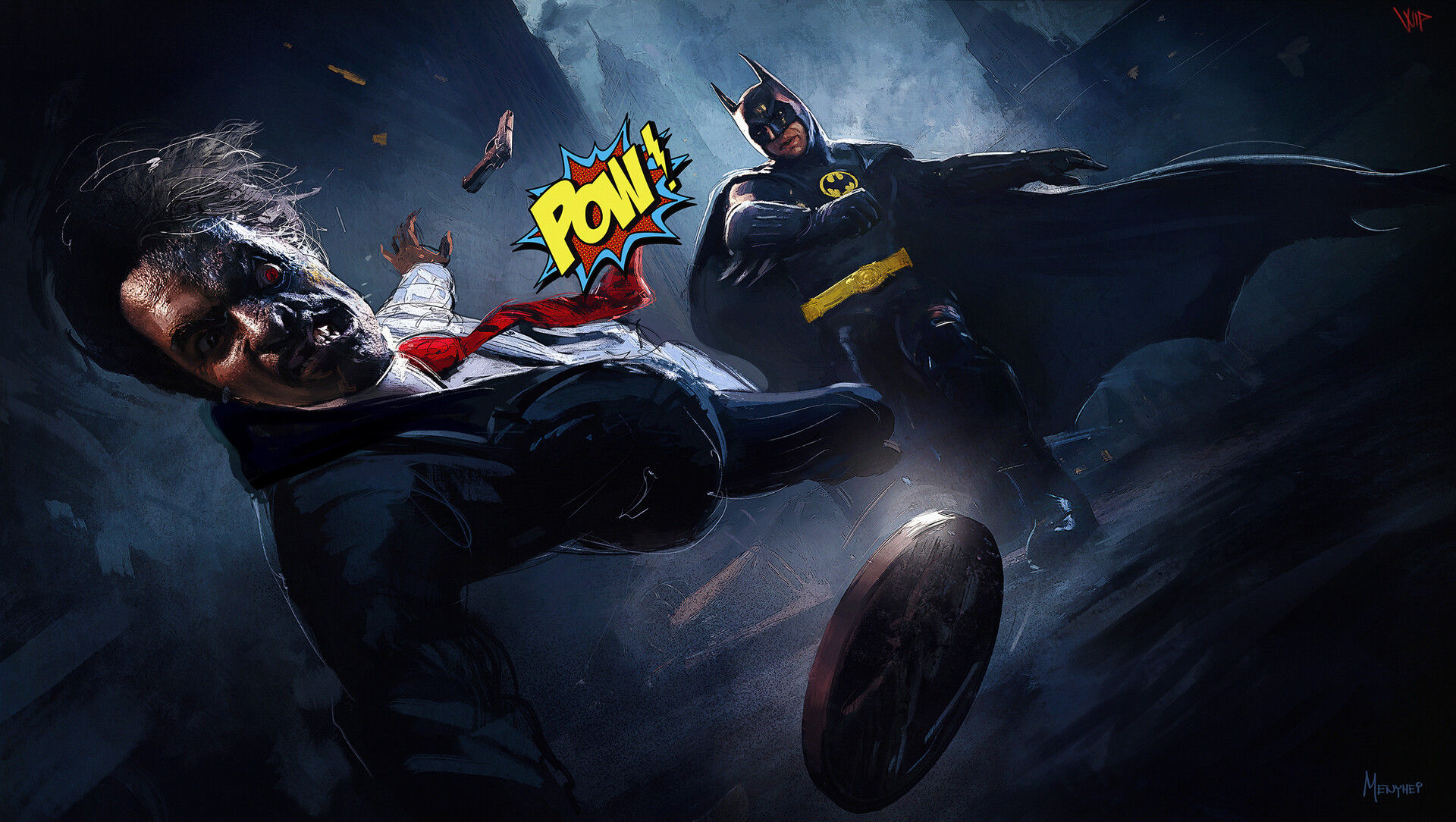 Wallpaper #wmgaH5MBSpphPi3-viqp195 Artstation Batman vs Two Face