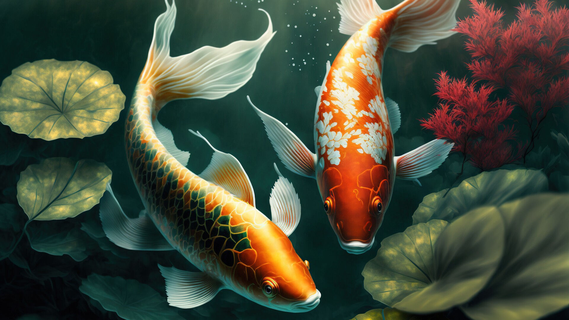 Wallpaper #4f2e6 Koi Fish Heart Original Watercolor Painting Etsy