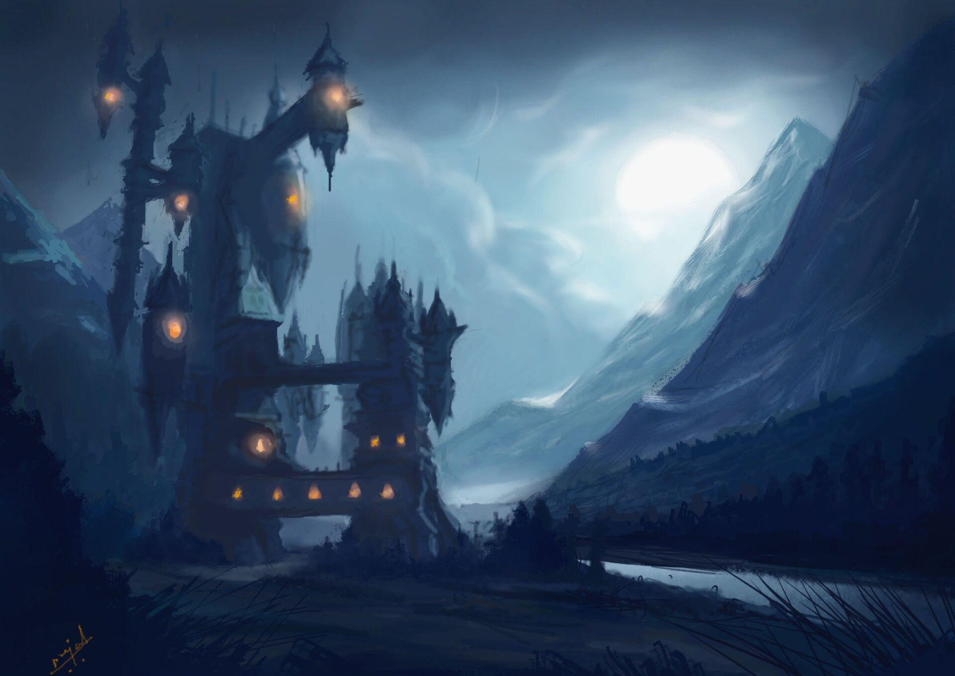 Wallpaper #UEBvMJMBJhL2WPbav8H-184 Artstation Draculas Castle from Castlevania