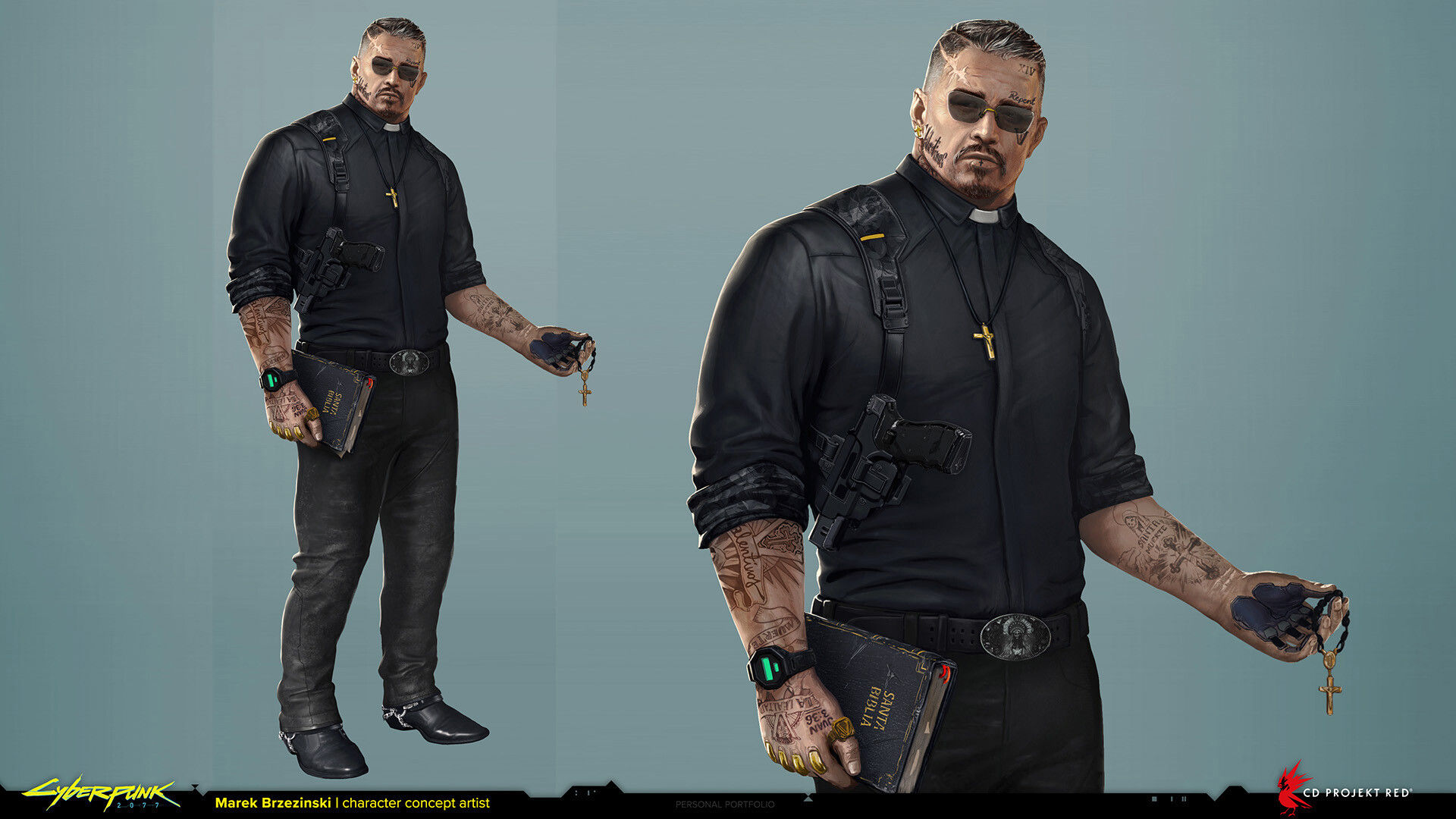 Wallpaper #2cYNM5MBVgN6TXj6_Hdd97 Marek Brzezinski Padre Character Design Cyberpunk 2077