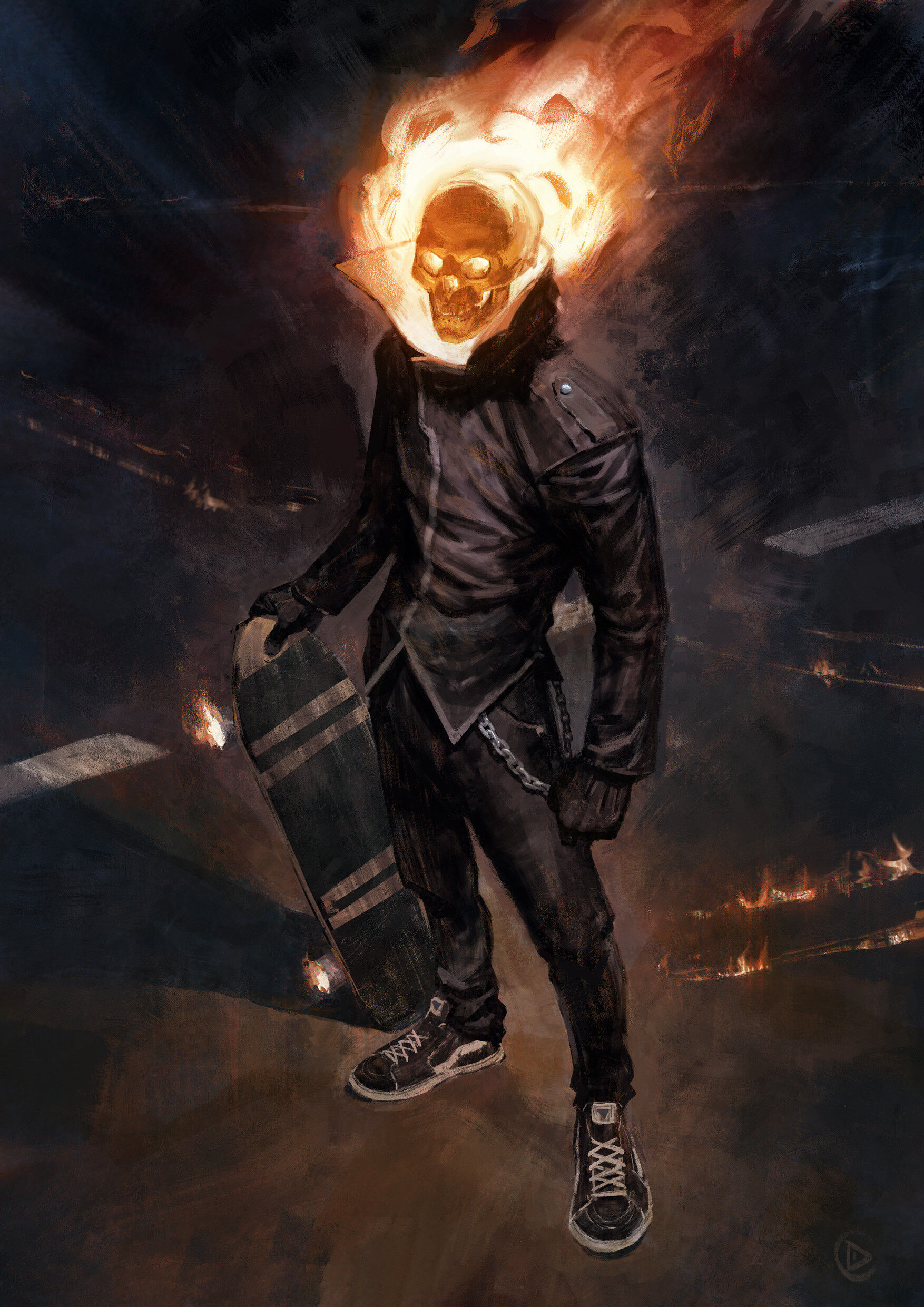 Wallpaper #4_QTOpMBKFX8bn3r23cf101 Ghost Rider but with a Skateboard Illustrated by Artist Dimitri