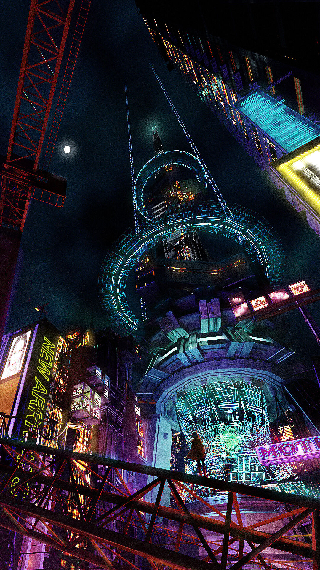 Wallpaper #IQCD4Y4BSdW8dNouOQtf24 Cyberpunk Tech Tower by Ling Lin Probably a Mistake