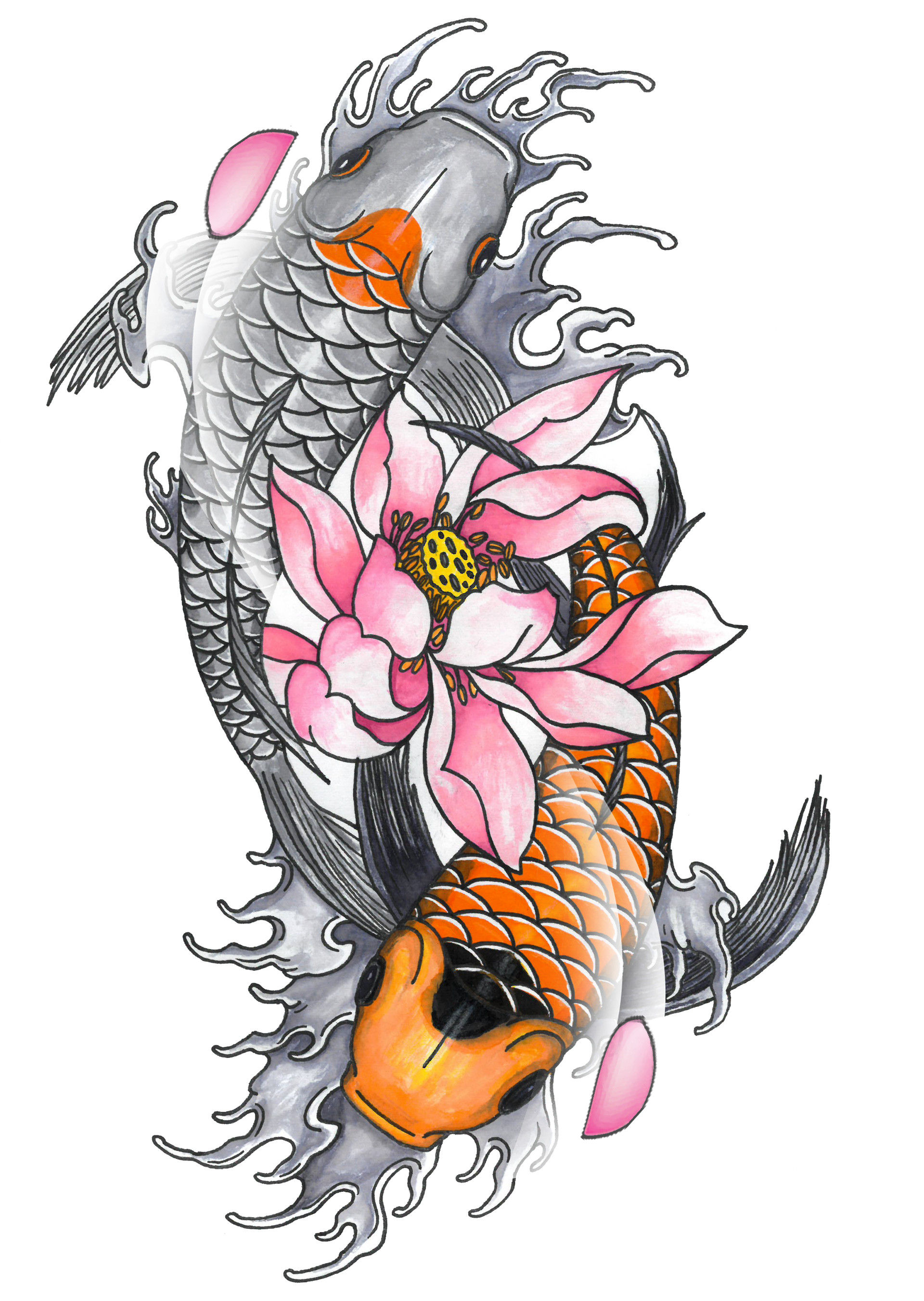 Wallpaper #4f2e6 Koi Fish Heart Original Watercolor Painting Etsy