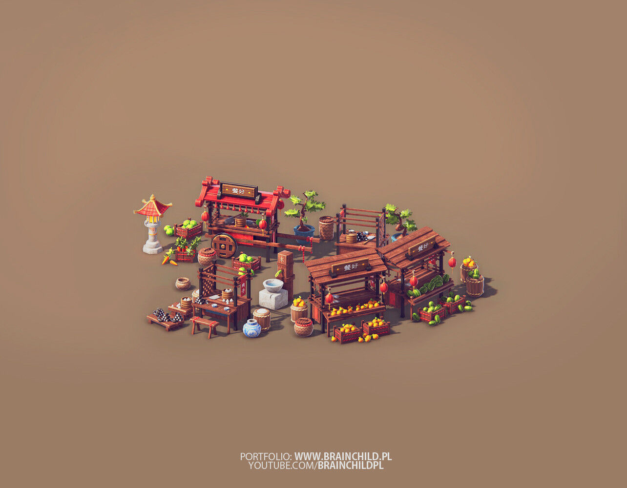 Wallpaper #aWfA6pIBSpphPi3-sEia38 3D Game Artist 3D Art Game Art Asian Low Poly Buildings 3D