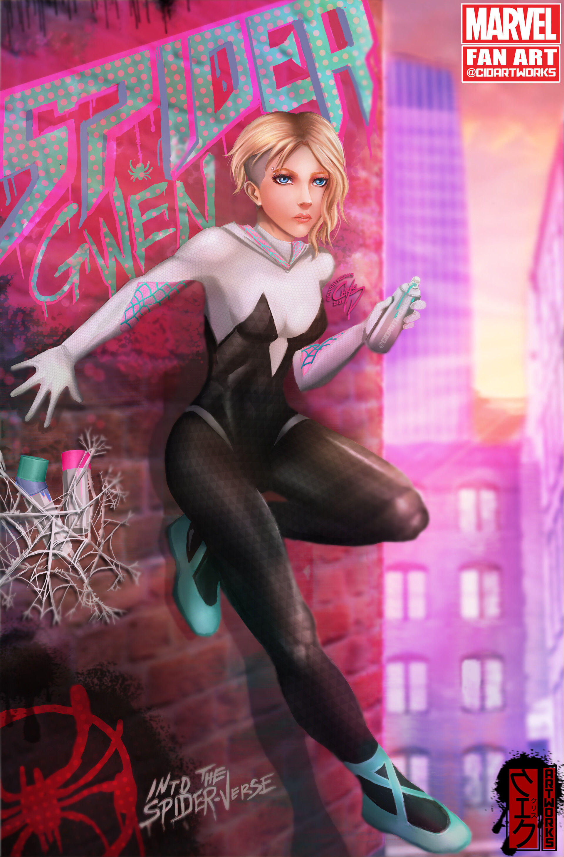 Wallpaper #x_SDOpMBKFX8bn3rH3iq6 Artstation Spider Gwen Gwen Stacy Comic Cover into the Spiderverse