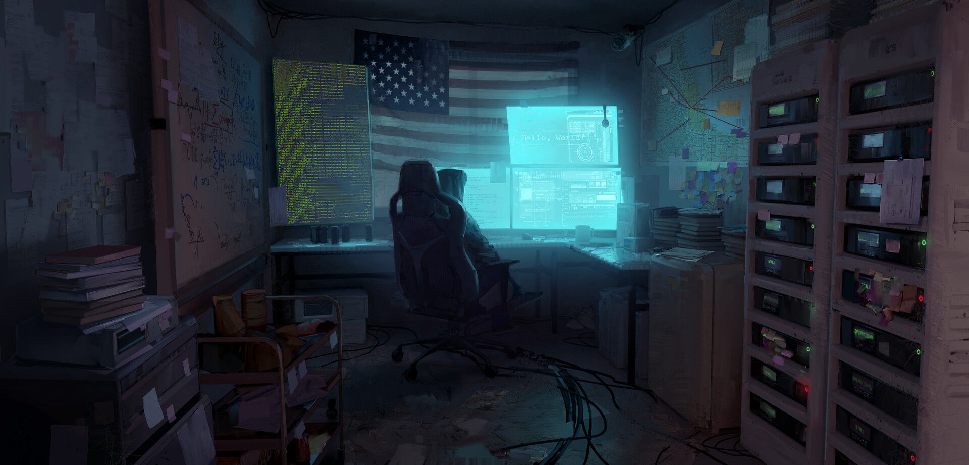 Wallpaper #93MKgI4BFI5NbQkshxev57 Artstation Hackers Room