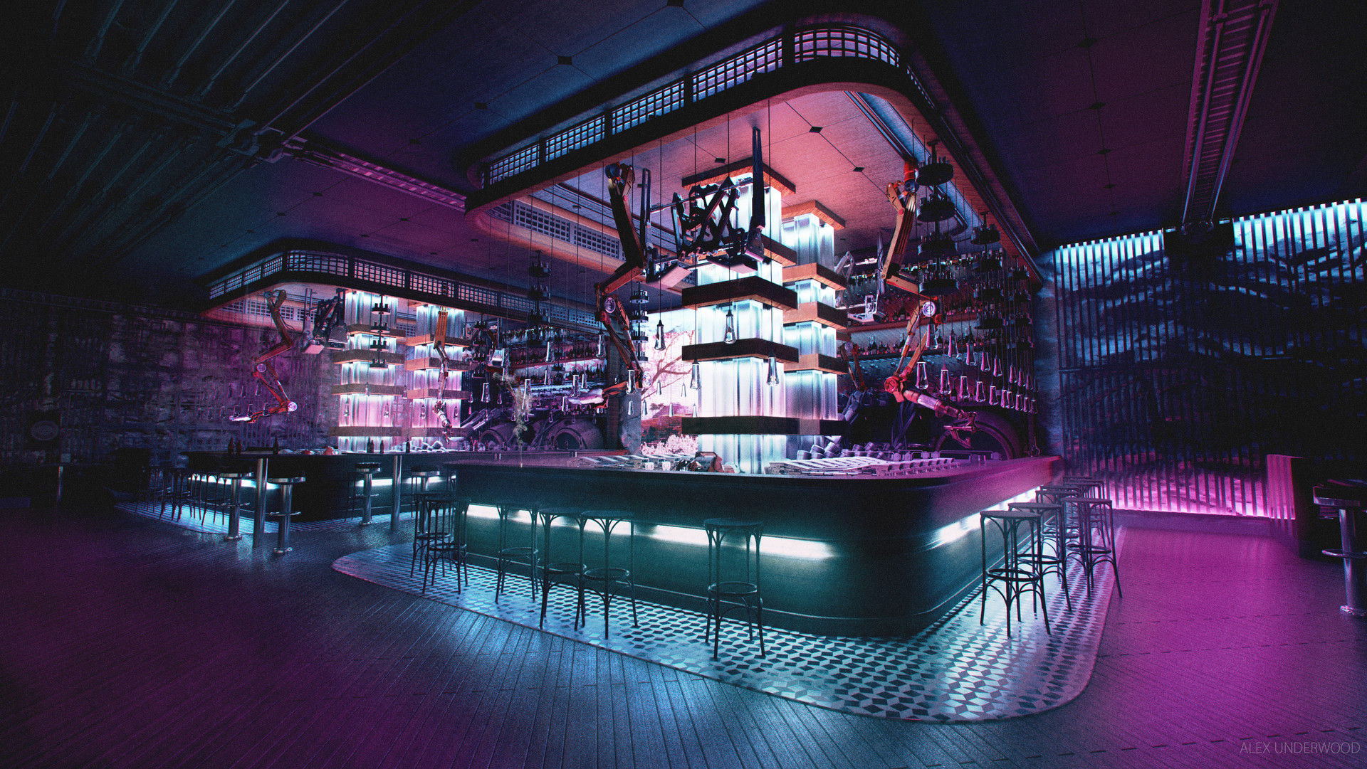 Wallpaper #1QDL344BSdW8dNou4wrC6 Artstation Futuristic Bar