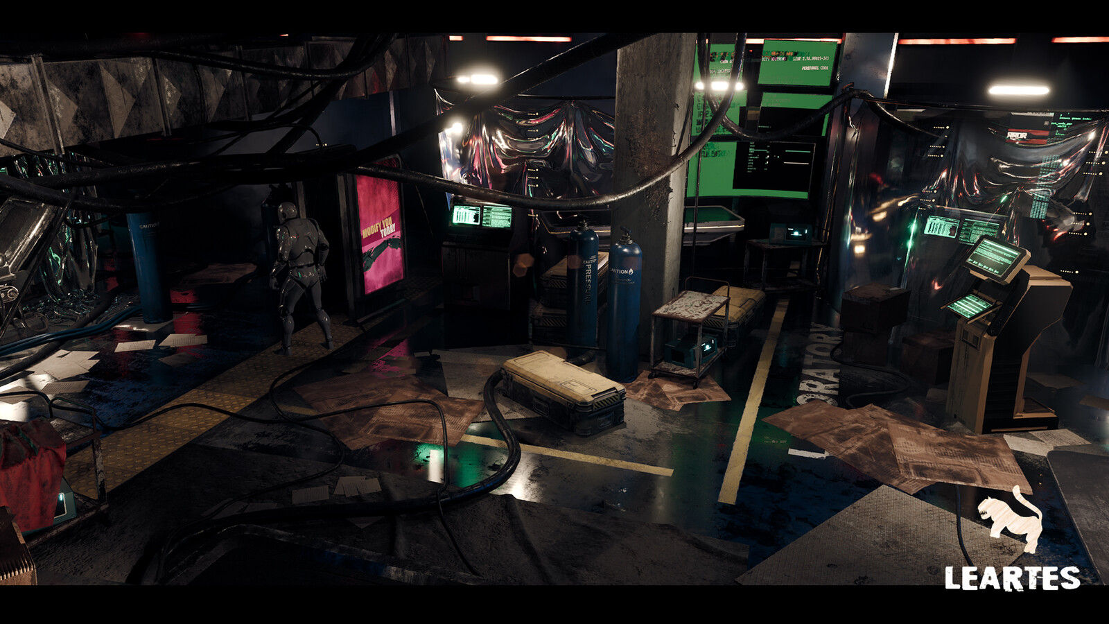 Wallpaper #zH2g8I4Bnwiau_P6kAZ254 Leartes Studios Cyberpunk Laboratory Research Center Interior Kitbash