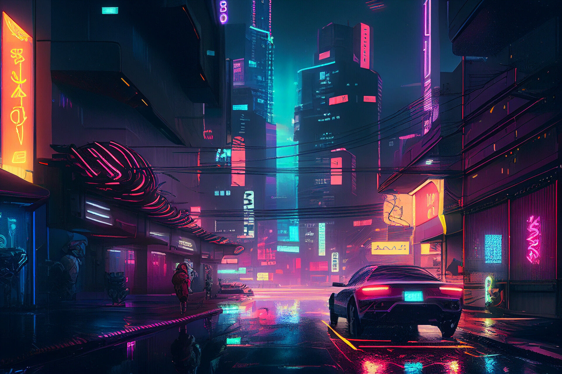 Wallpaper #OddBMpMB4Oq-IITvxDZL13 Artstation Futuristic Cyberpunk City with Neon Sign Boards