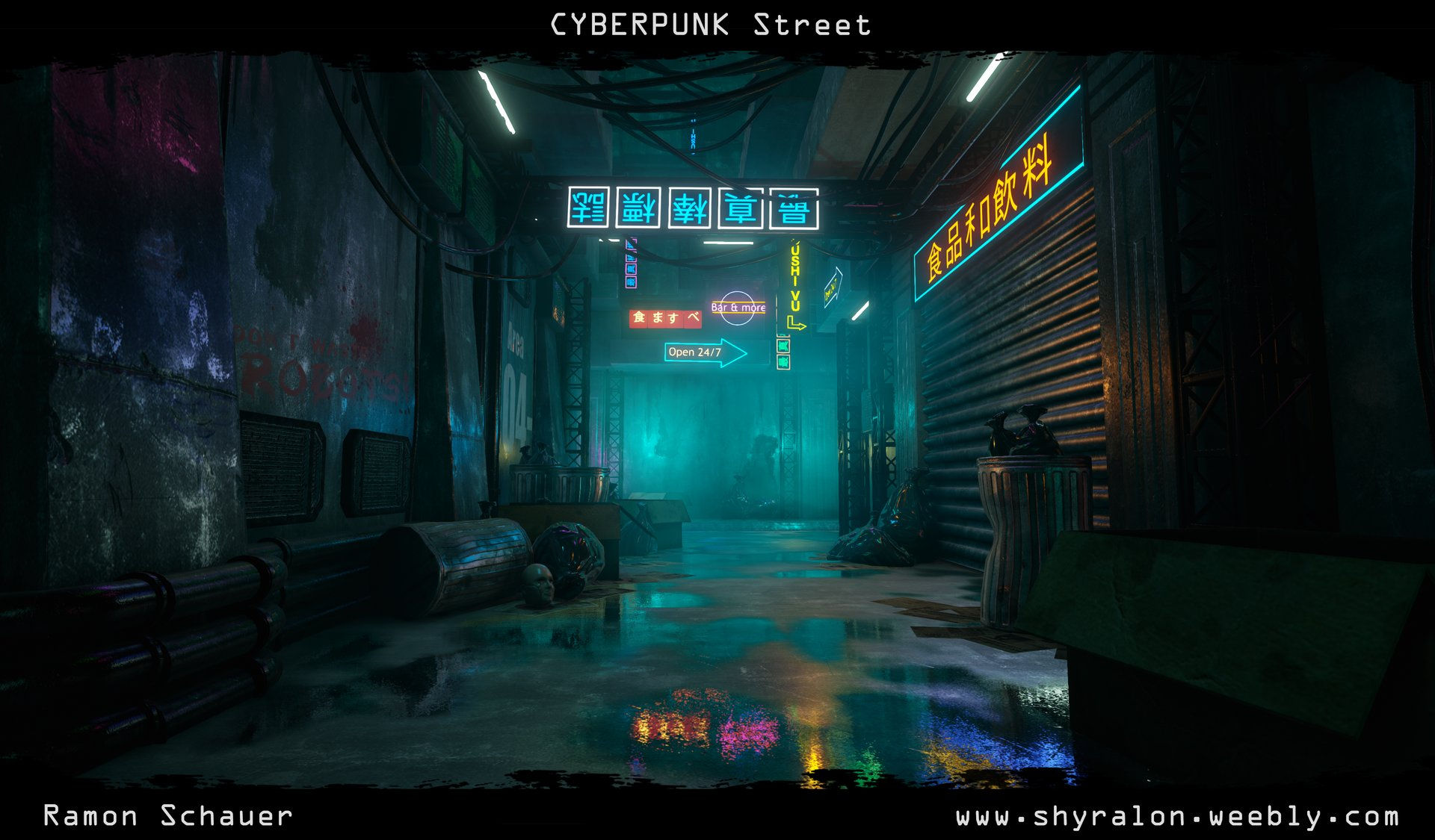 Wallpaper #l3SCxo4B_8f4nGFaaHFX8 Artstation Cyberpunk Street