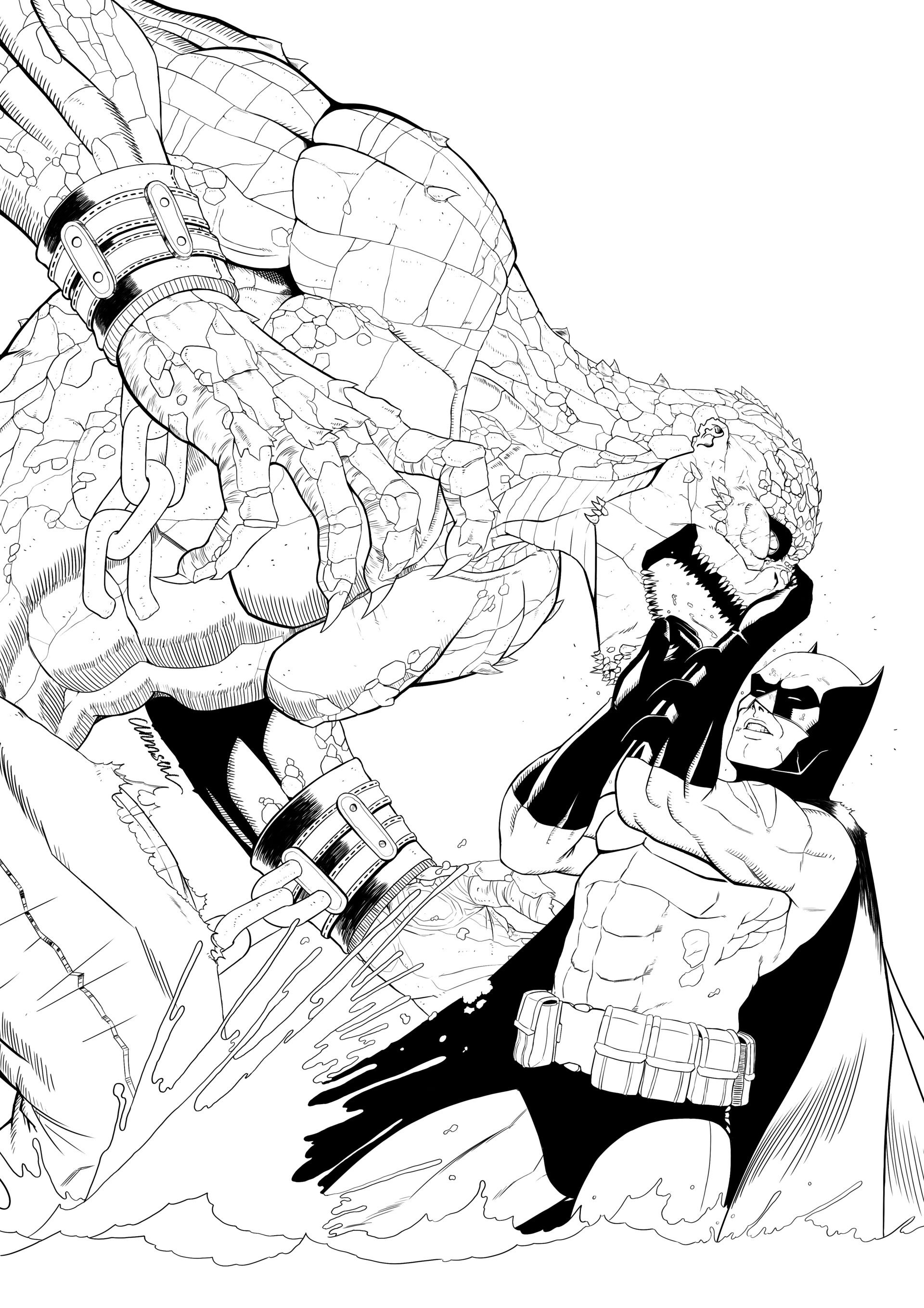 Wallpaper #EWeA_ZIBSpphPi3-TZzy344 Artstation Batman V Killer Croc Inks
