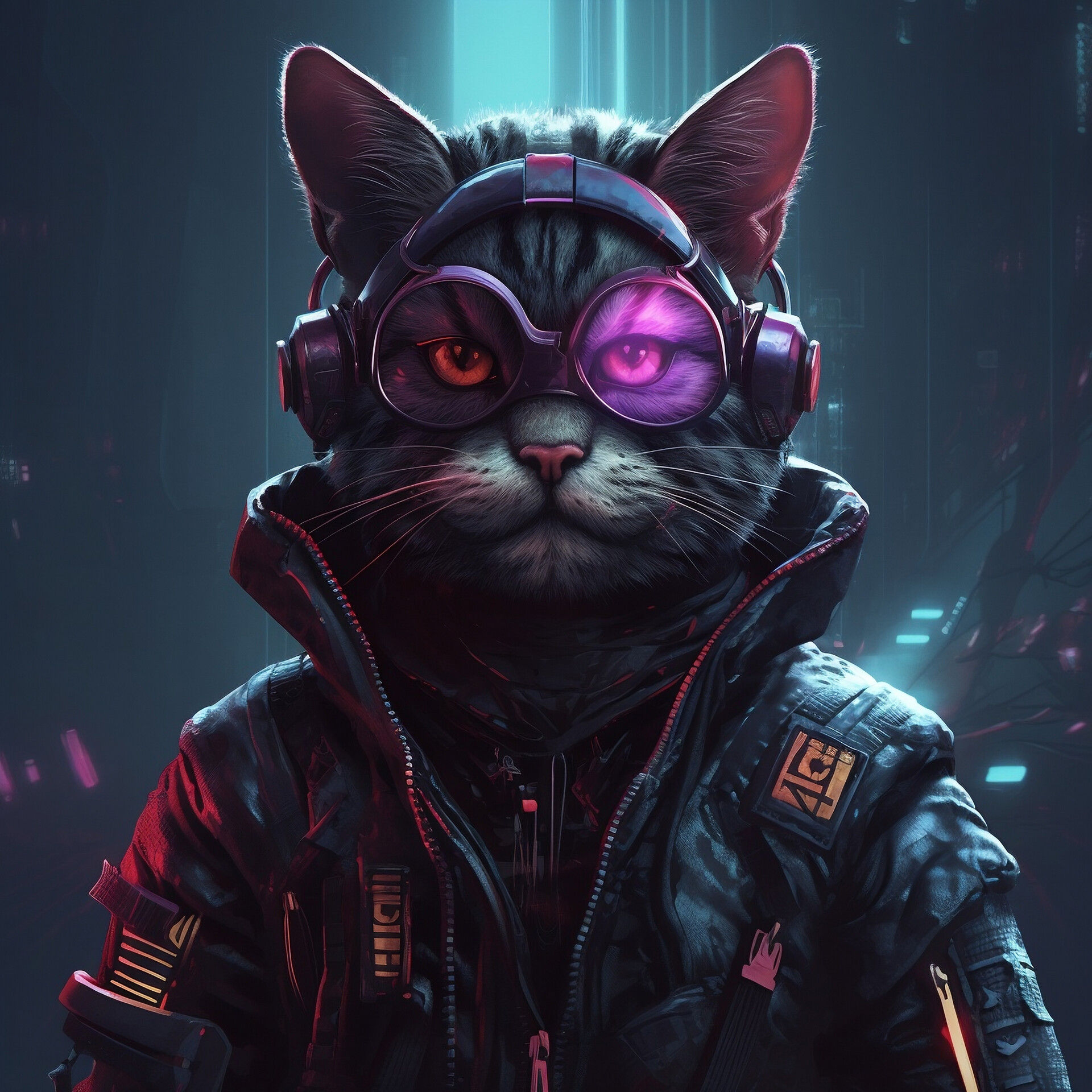 Wallpaper #cUCYMZMBJhL2WPbak8fZ358 Artstation Cyberpunk Cat