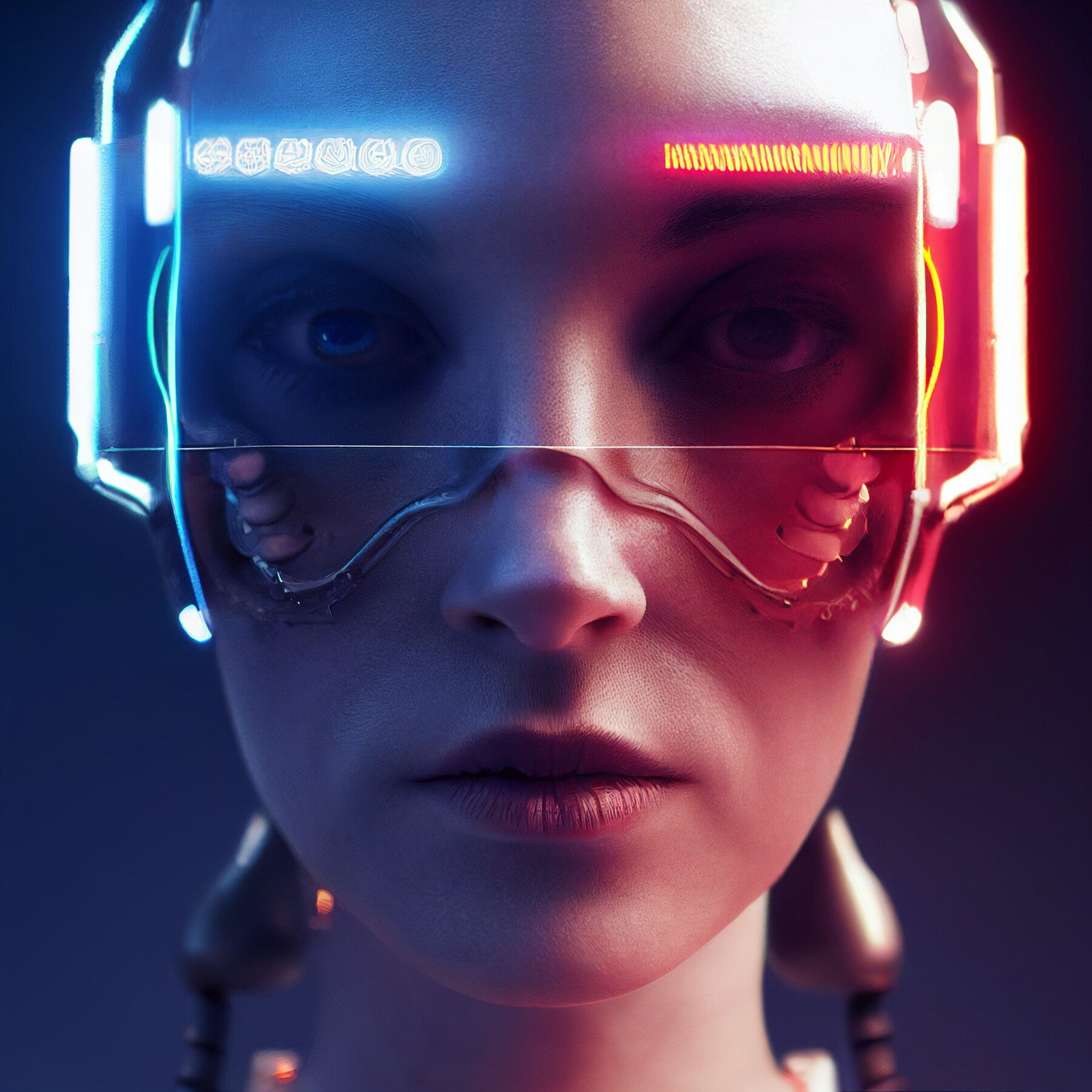 Wallpaper #fLyFO5MBMDFIMcjN7X9M17 Artstation Cyberpunk Character Intelligent Glasses Neon Artworks