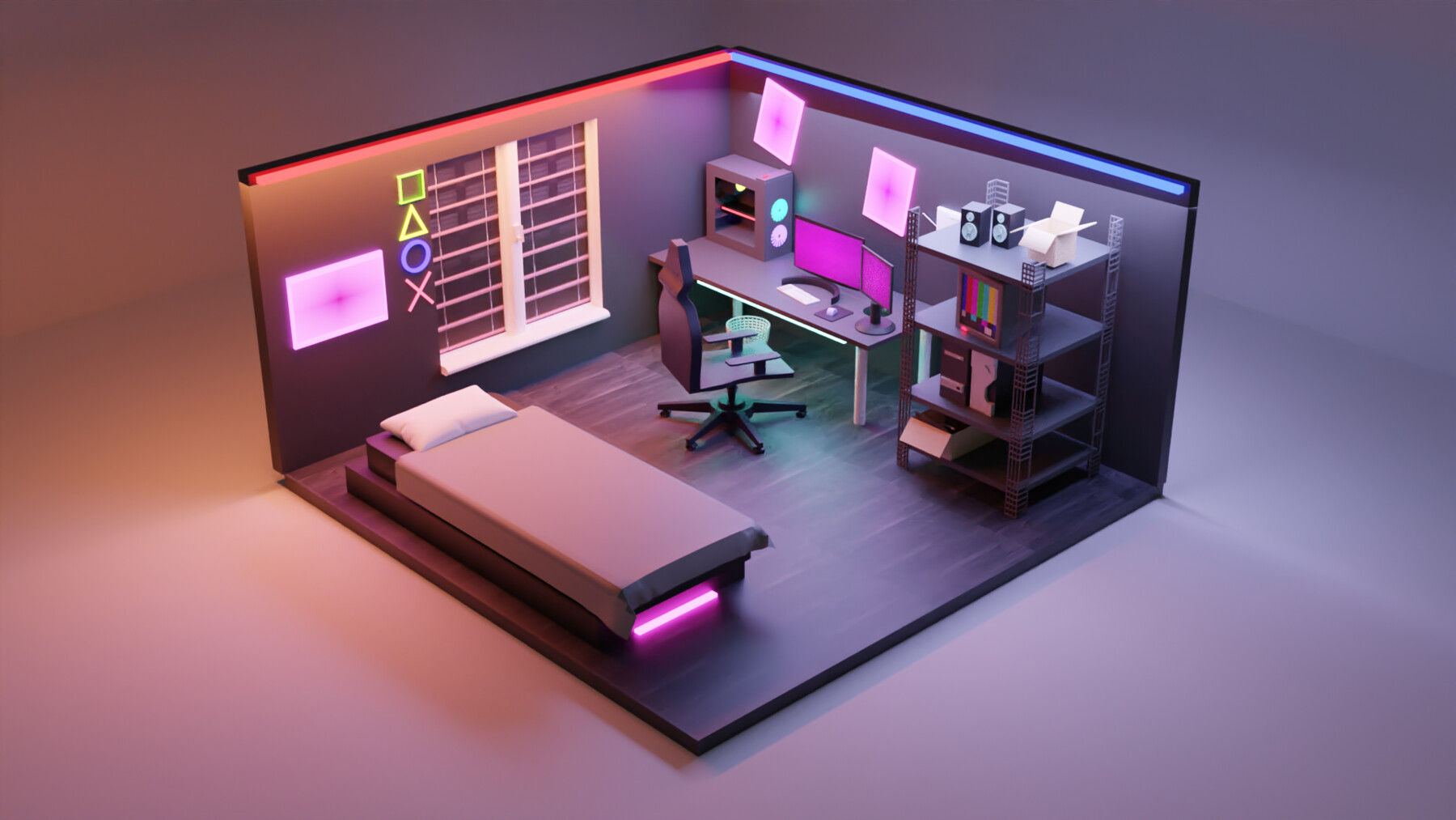 Wallpaper #aWfA6pIBSpphPi3-sEia55 Artstation 3D Isometric Gaming Room Design Game Assets