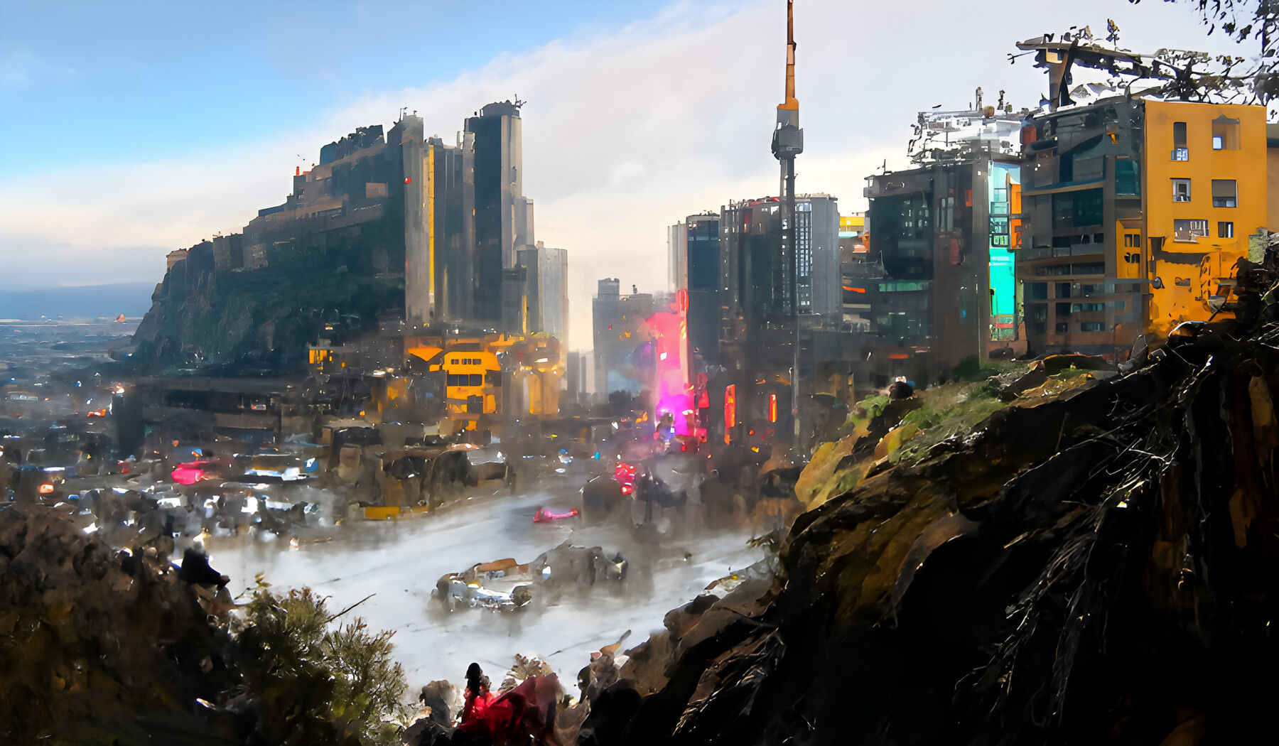 Wallpaper #OddBMpMB4Oq-IITvxDZL248 Artstation Cyberpunk Mountainside Artworks