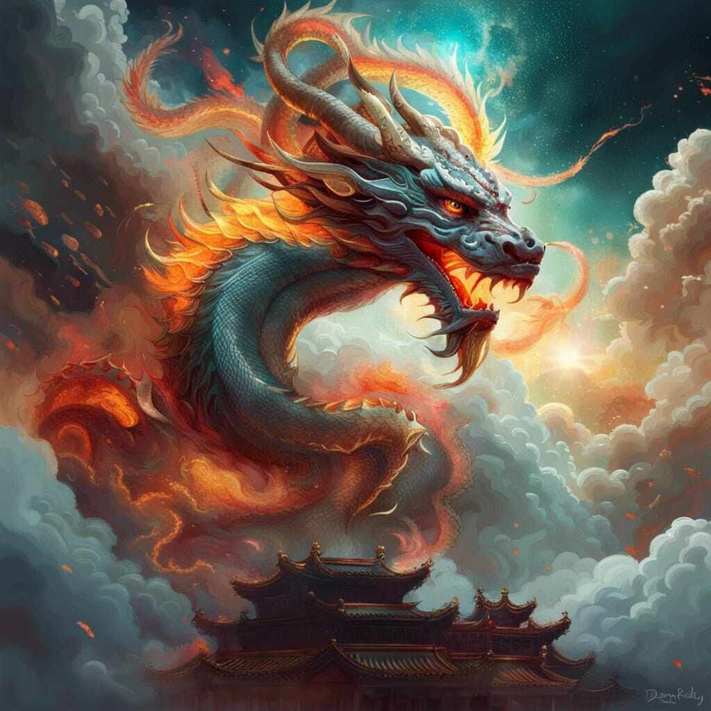 Wallpaper #6WeyDJMBSpphPi3-DN-t18 Artstation Package of 10 AI Art of Chines Dragons in the Sky Artworks