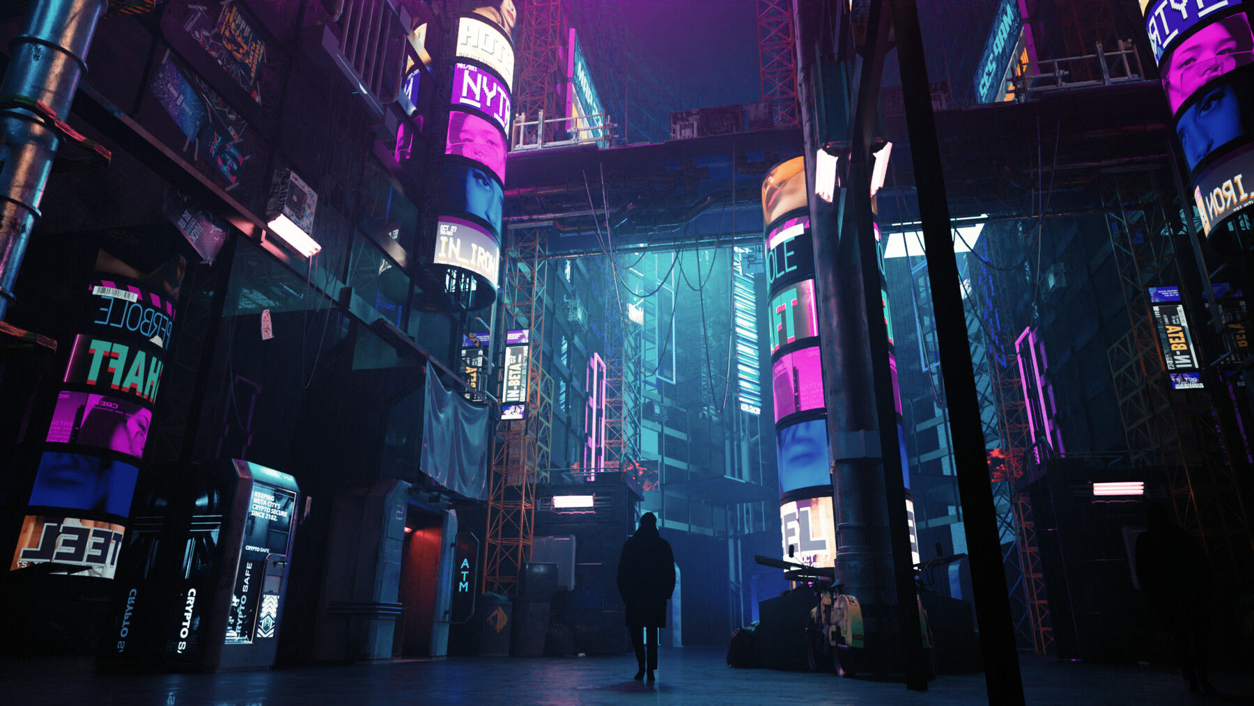 Wallpaper #0GgmGJMBSpphPi3-_xE111 Artstation High Detail Cyberpunk City Scene 3D Blender File Textured