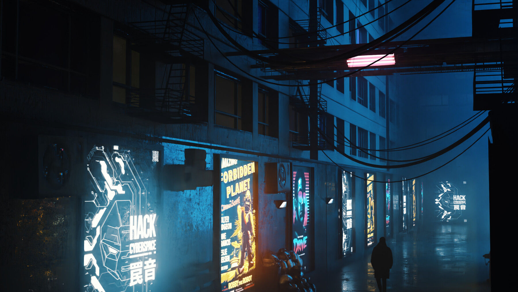 Wallpaper #0GgmGJMBSpphPi3-_xE110 Artstation Cyberpunk Street Scene 3D Blender File Textured Fbx