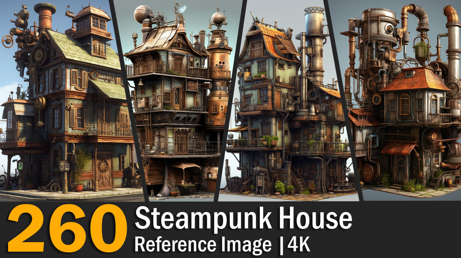 Wallpaper #FWcrDpMBSpphPi3-Remc43 Artstation Steampunk House Reference Images 4K Artworks