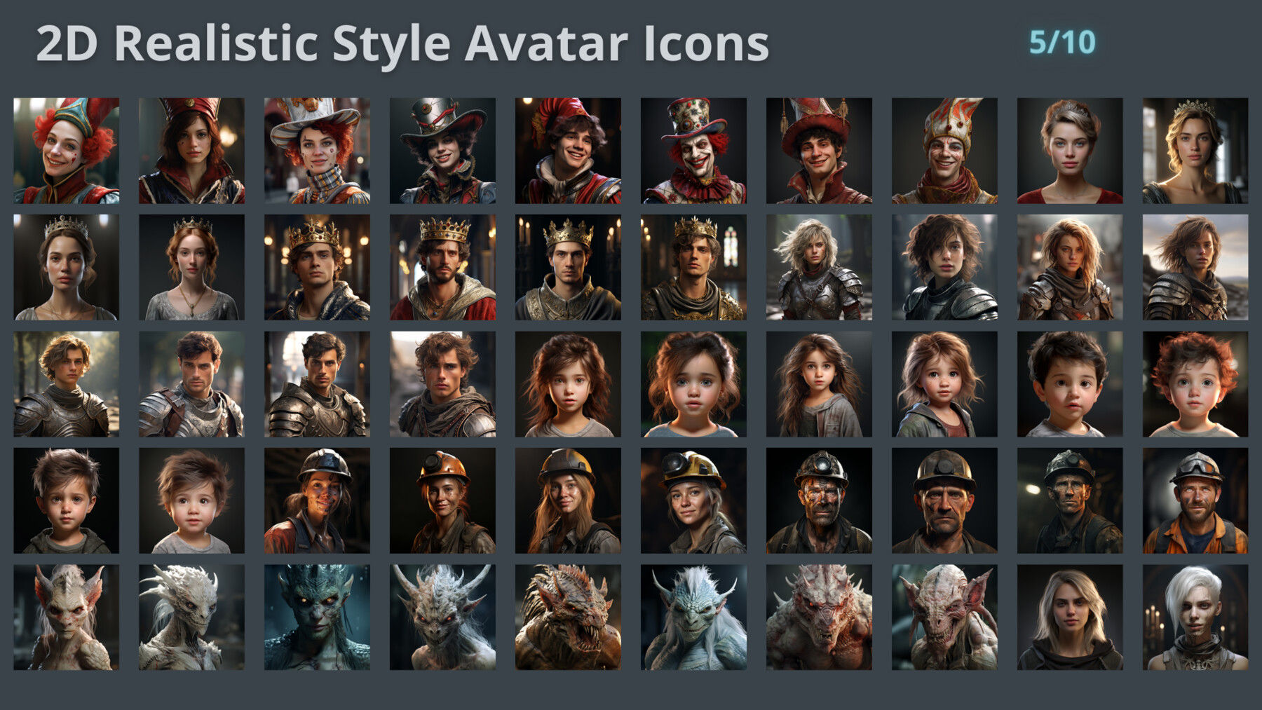 Wallpaper #z6X1NpMBVBiSkHCaJoqP210 Artstation 2d Realistic Style Character Avatar Icons Mega Pack V1
