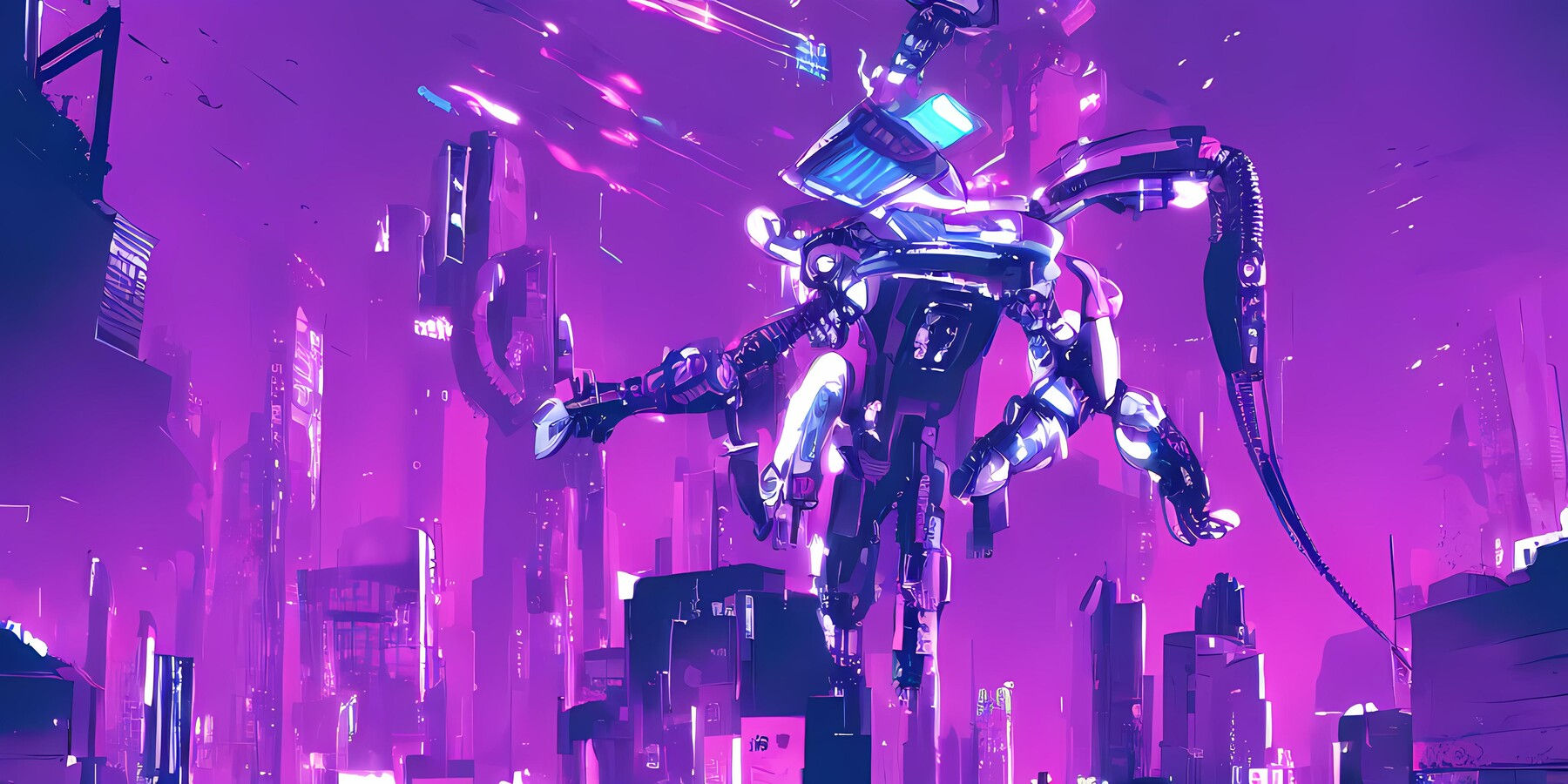 Wallpaper #txnSII8BtGB6xQ78FX7p51 Artstation Lonely Cyberpunk Purple Robot 4K Artworks