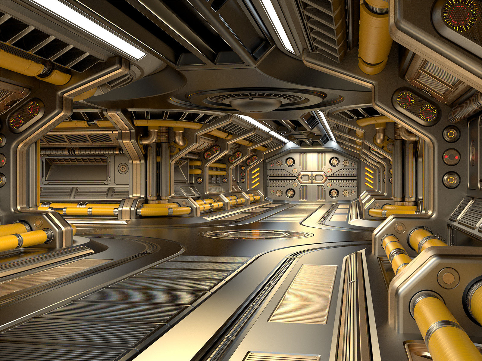 Wallpaper #DBmL_o4BtGB6xQ783UjH28 Artstation Sci Fi Modular Corridor 3D Model Game Assets