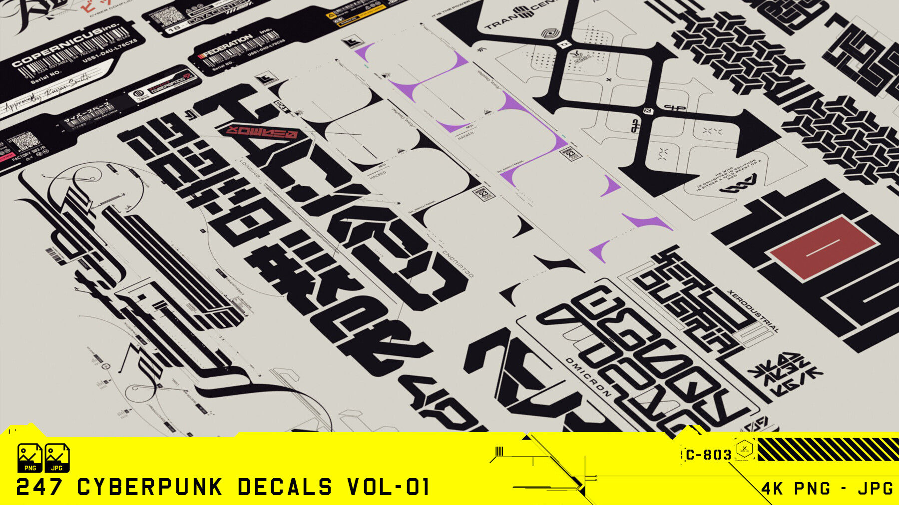 Wallpaper #tH0H8o4Bnwiau_P6-woB31 Artstation 247 Cyberpunk Decals Vol 01 Game Assets