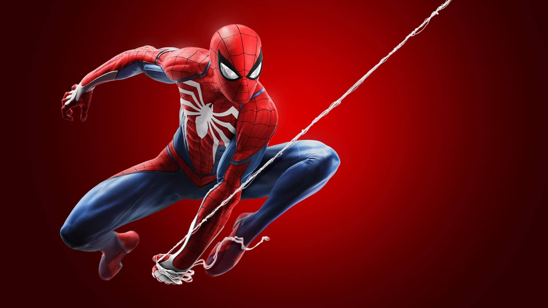 Wallpaper #GkWwlY4B7YBJg1BVIaCK21 Spider-Man Swinging Through a Red Background