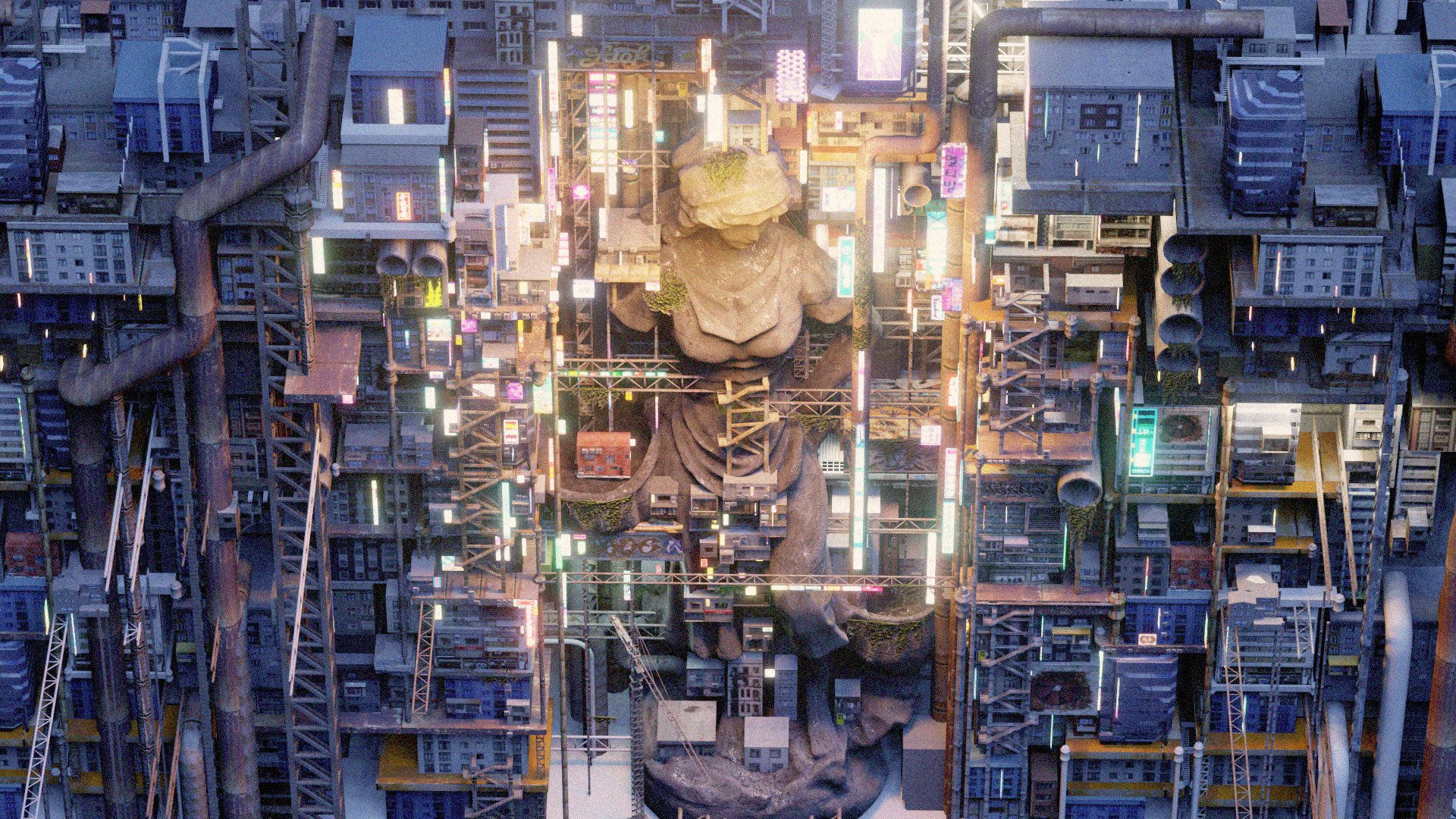 Wallpaper #rXPch44BFI5NbQkstiFg35 3D Cyberpunk Statue City Turbosquid 1833900