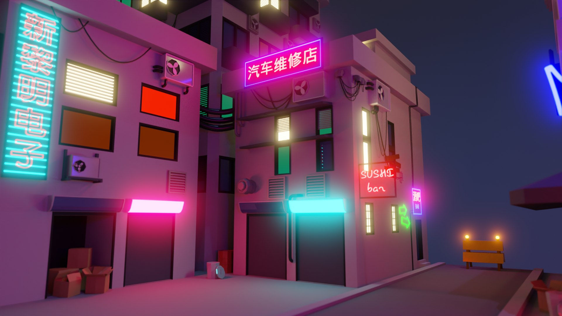 Wallpaper #nGgOHJMBSpphPi3-CSHM240 3D Cyberpunk Buildings Turbosquid 1748677