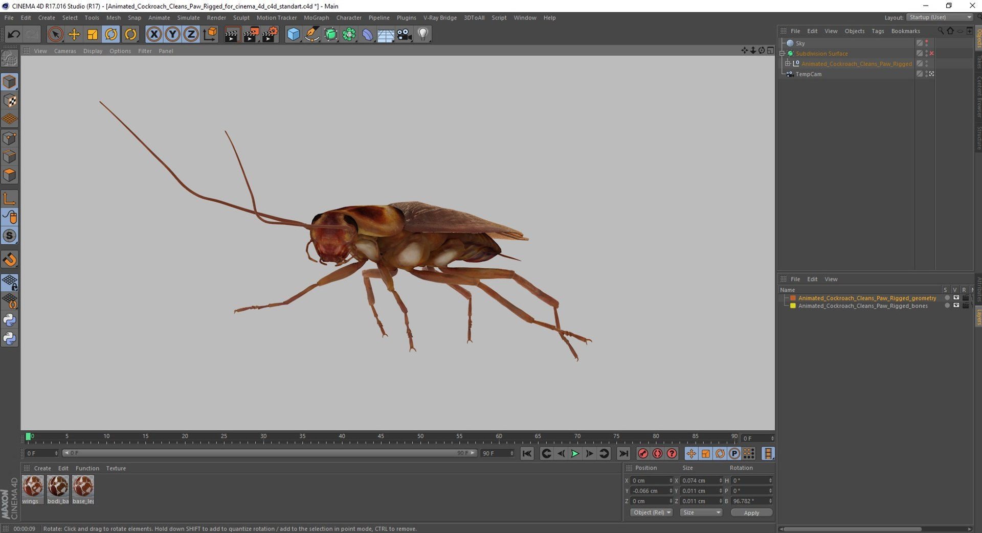 Wallpaper #SWdXCpMBSpphPi3-q9Qk260 3D Animated Cockroach Cleans Paw Rigged for Cinema 4d Model