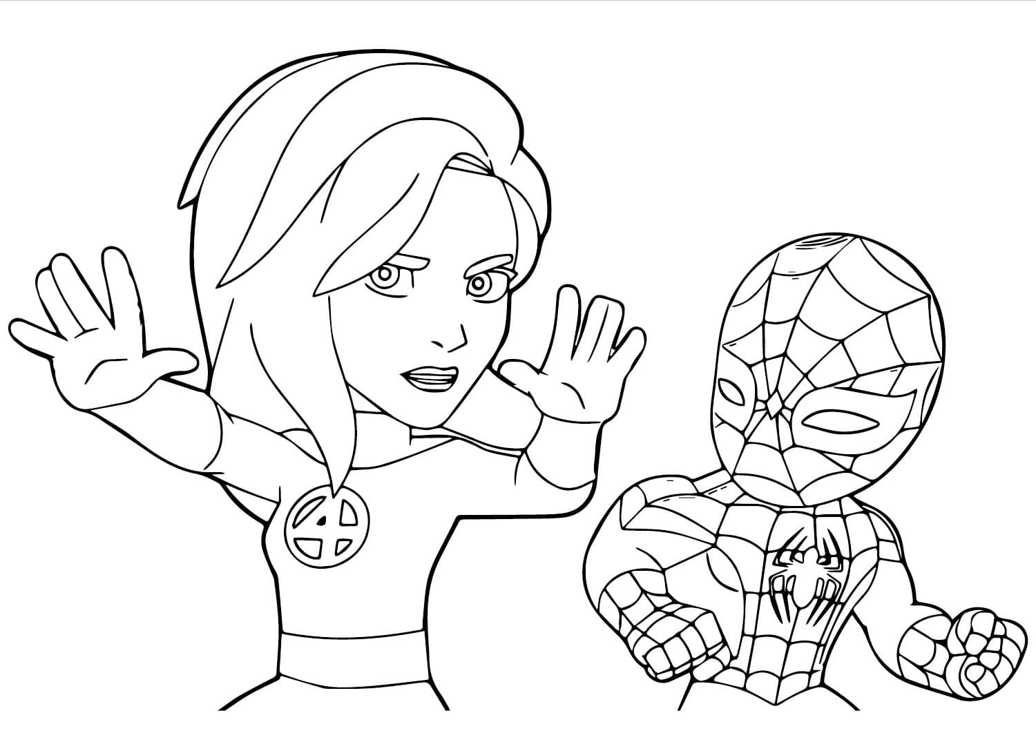 Wallpaper #xfSCOpMBKFX8bn3rw3gp318 Invisible Woman and Spidey Coloring Page Download Print or Color