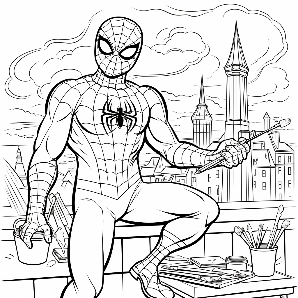 Wallpaper #0neeJ5MB-pgBXx603KZG229 Spiderman Coloring Page