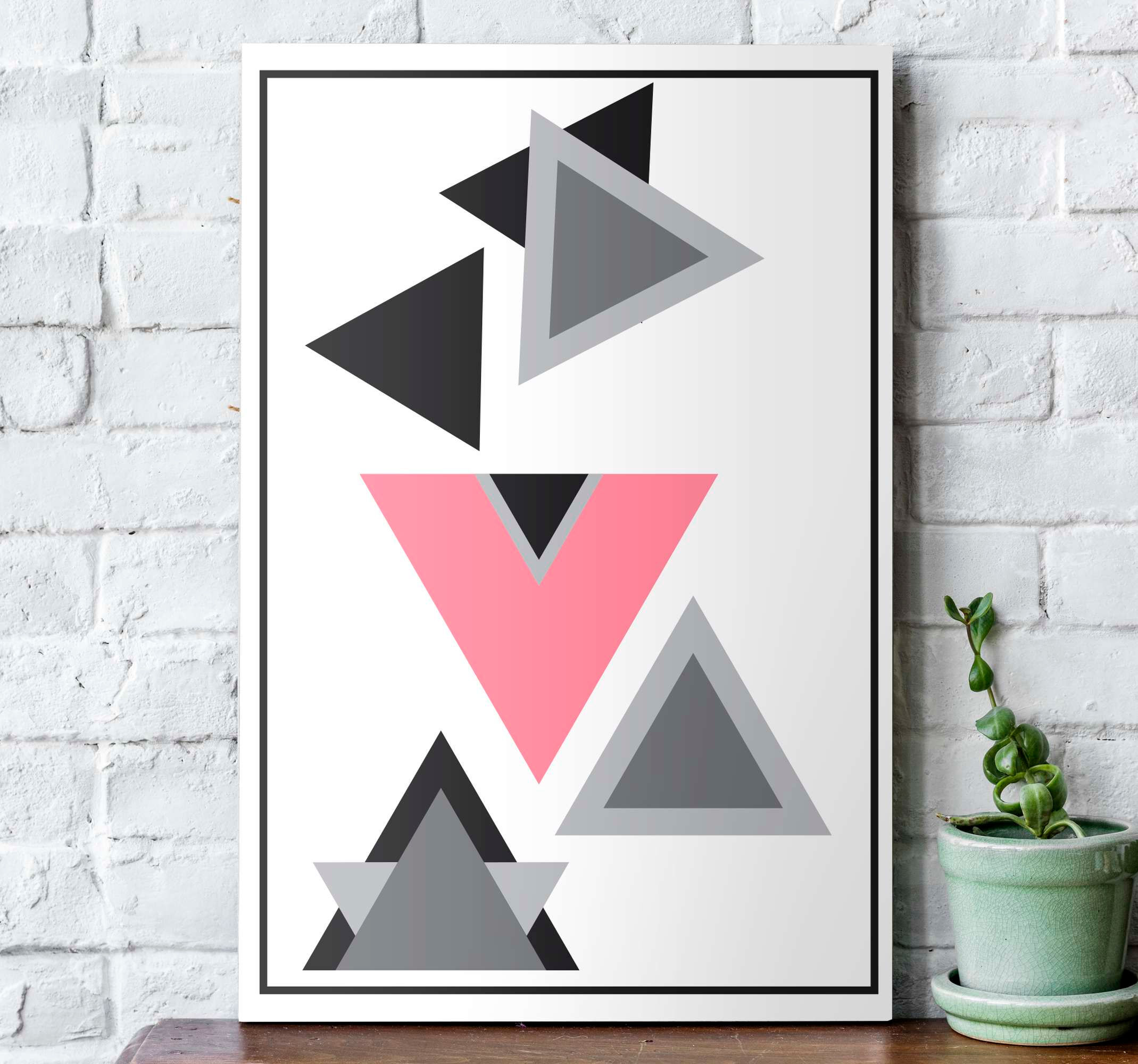 Wallpaper #42fKEZMBSpphPi3-_fja30 Triangles Abstract Art Geometric Wall Canvas Tenstickers