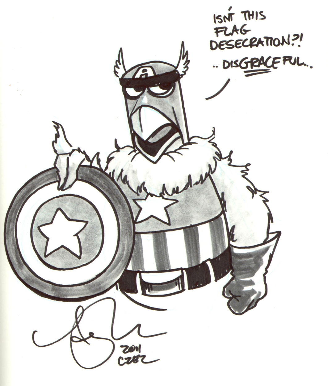 Wallpaper #xDETNpMB5zzyi_yY21hO254 Sam the Eagle as Captain America in Chad Garretts Autographs Quick