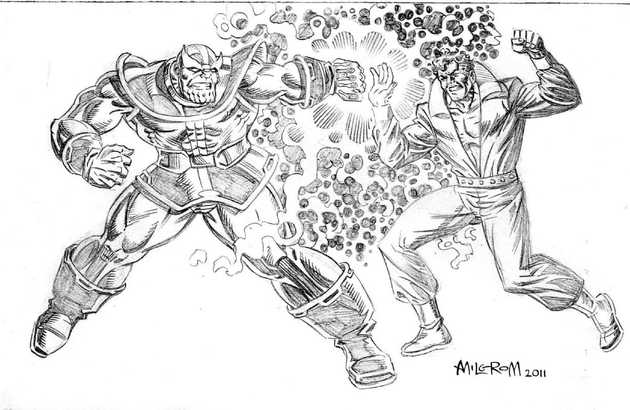 Wallpaper #Z6U8OJMBVBiSkHCaS4000 Beyonder vs Thanos by Al Milgrom in J Hollons Commissioned Art Comic