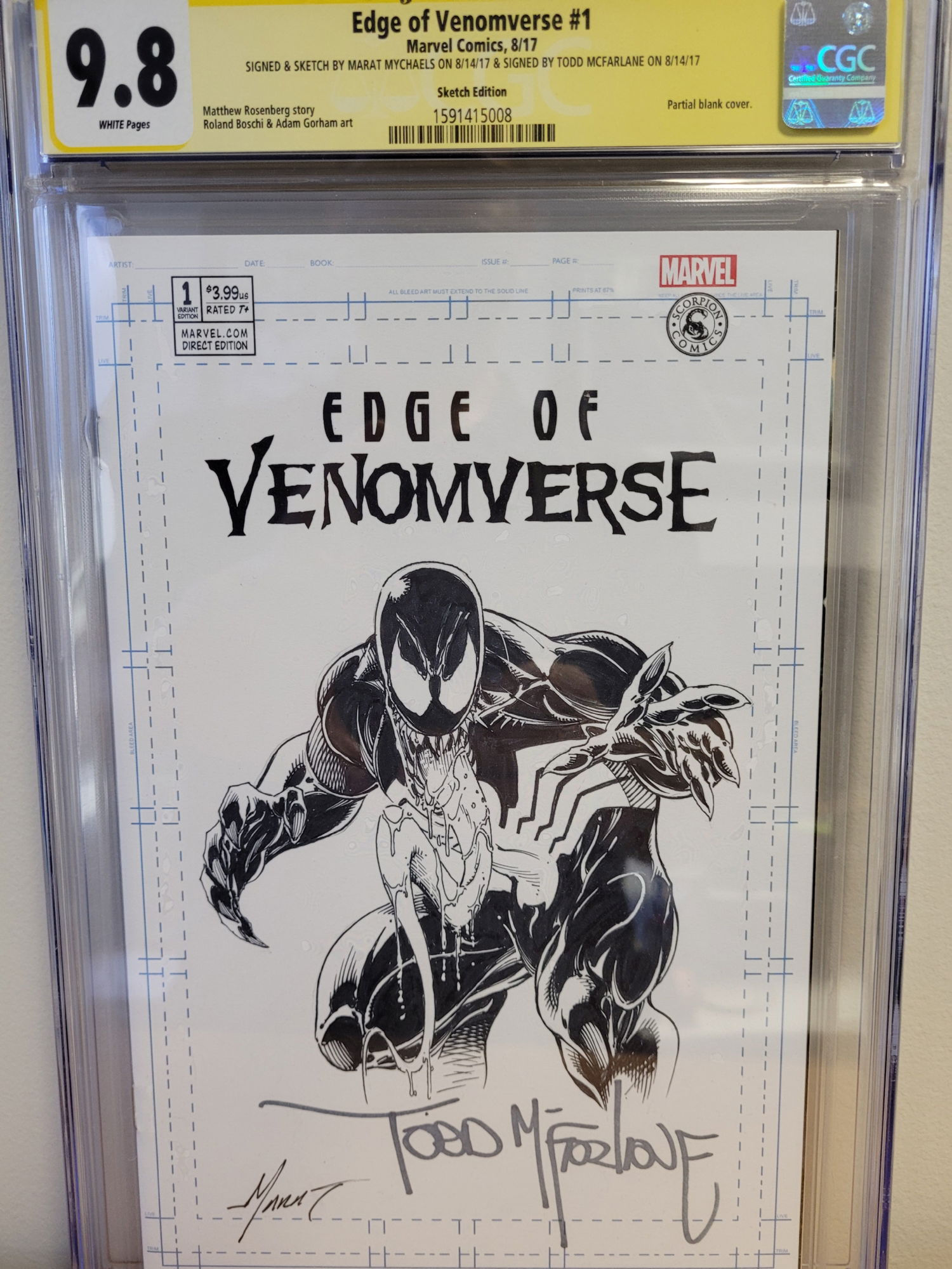 Wallpaper #z2dK-5IBSpphPi3-fJPS233 Venom Original Art Sketch on Blank Comic by Marat Mychaels Signed by