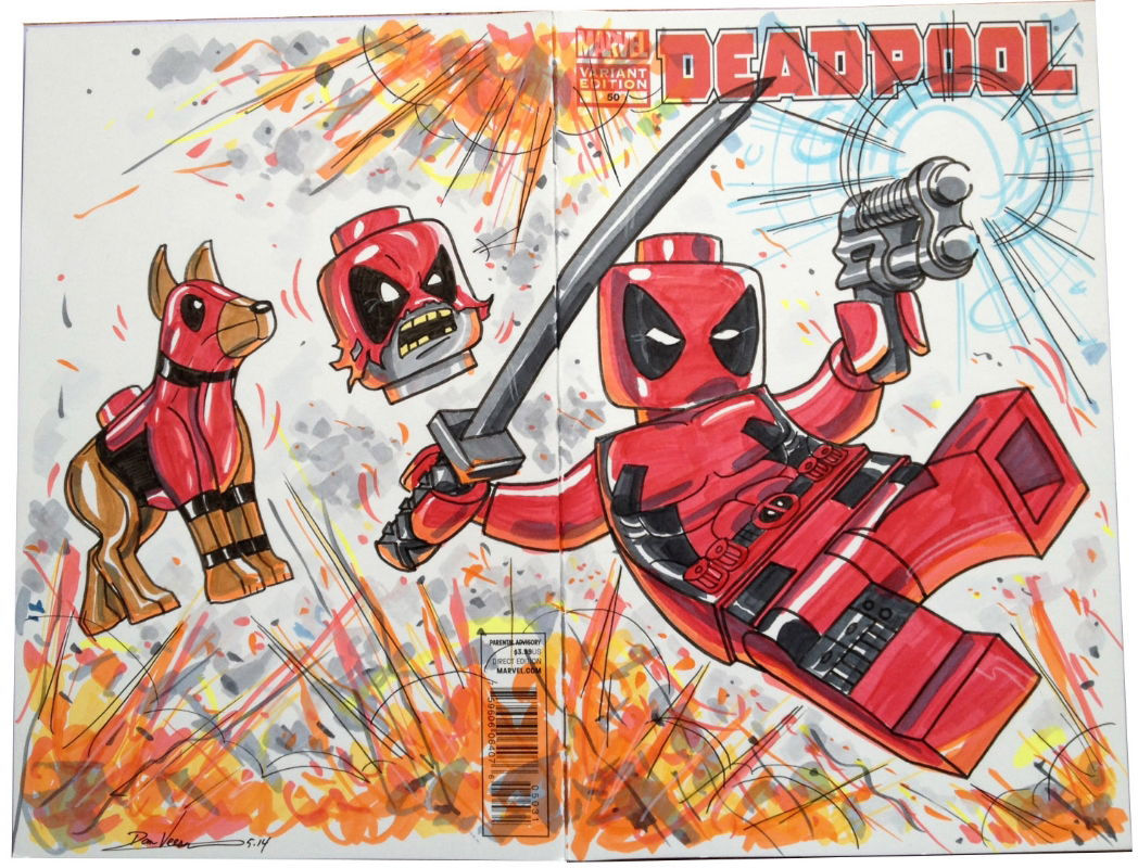 Wallpaper #Wmd_7ZIBSpphPi3-D1iu19 Lego Deadpool Sketch Cover by Dan Veesenmeyer in Dan Veesenmeyers My